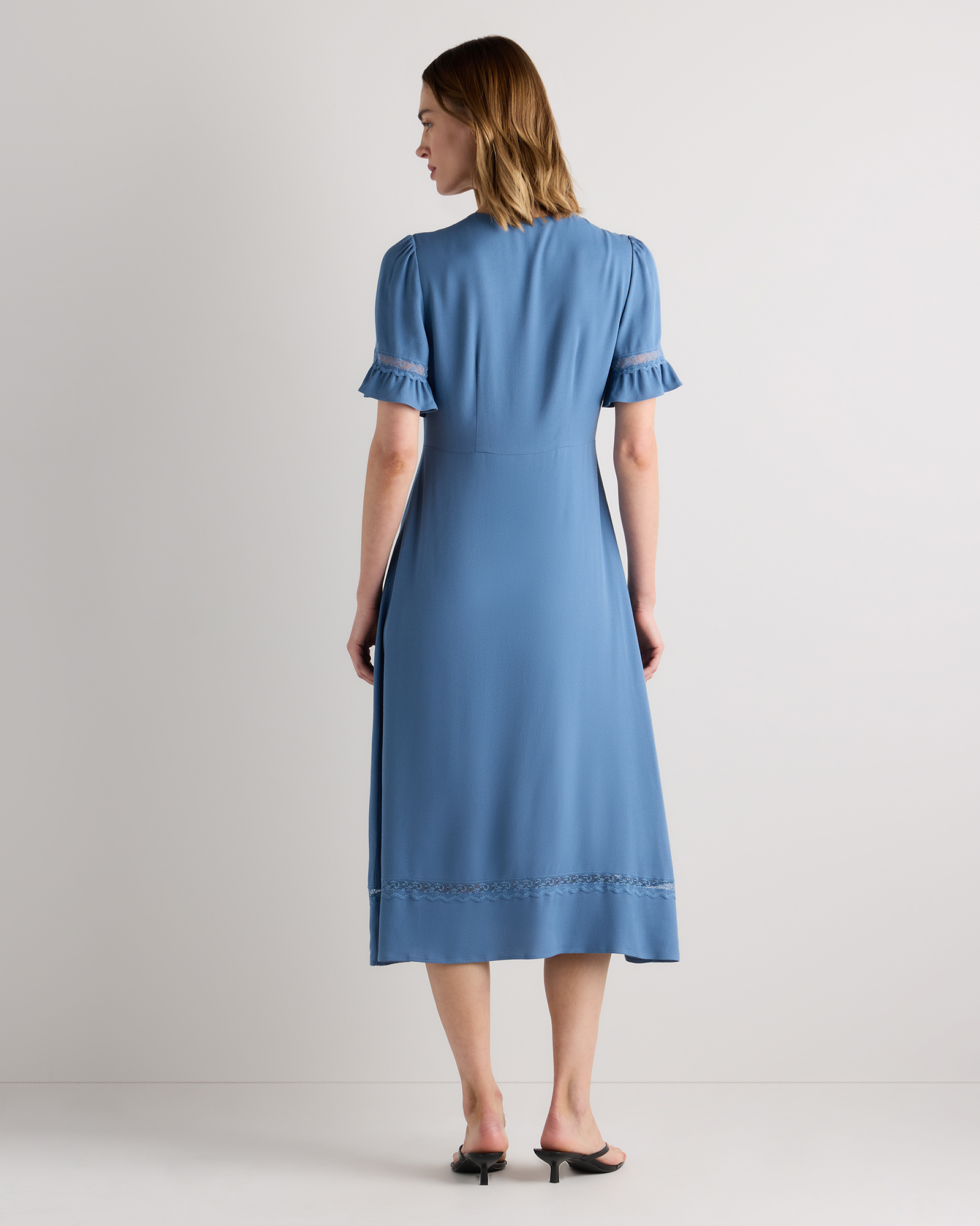 Lightweight Crepe Lace Inset Midi Dress — Image 24