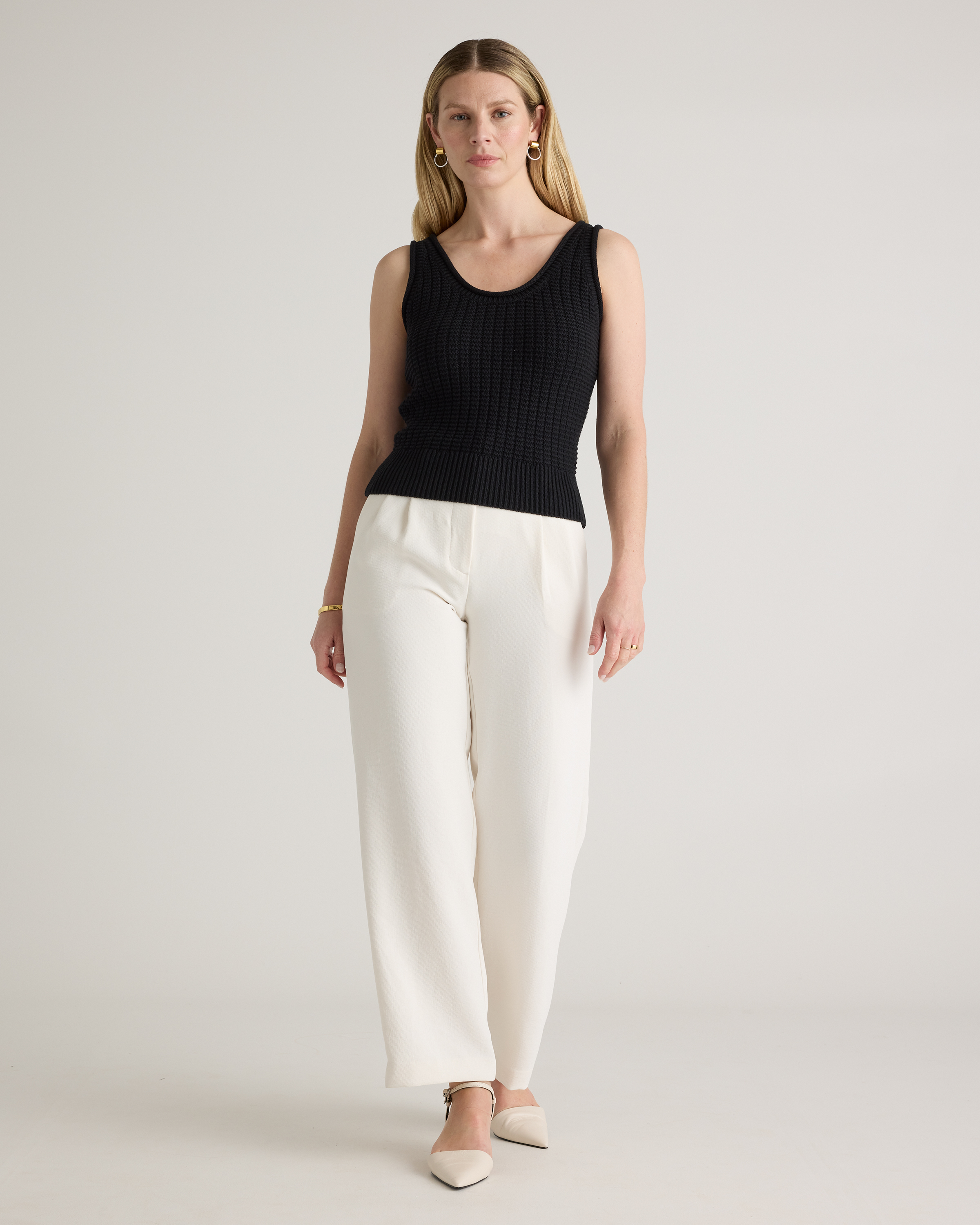 100% Organic Cotton Waffle Cropped Sweater Tank — Image 19