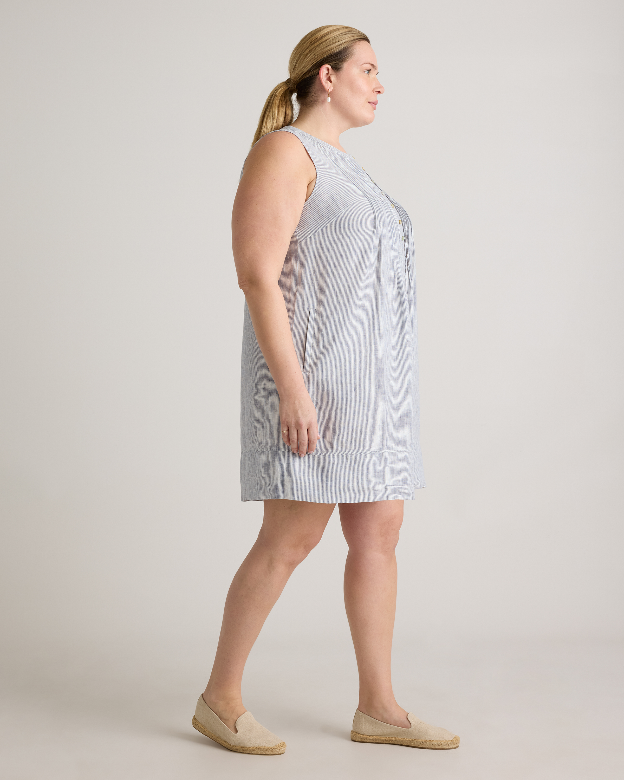 100% European Linen Sleeveless Swing Dress — Image 11