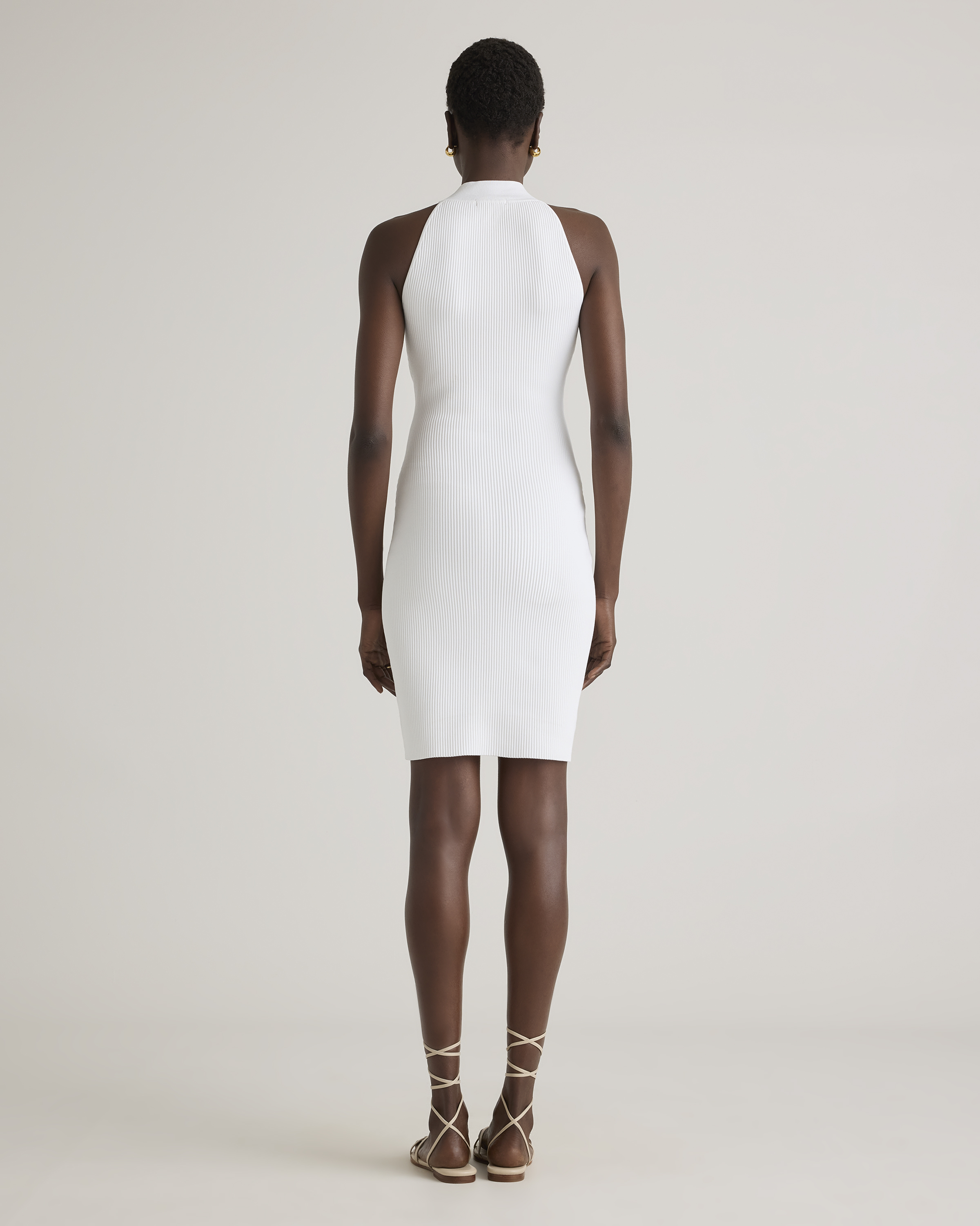 High Neck Ribbed Knit Mini Dress — Image 12
