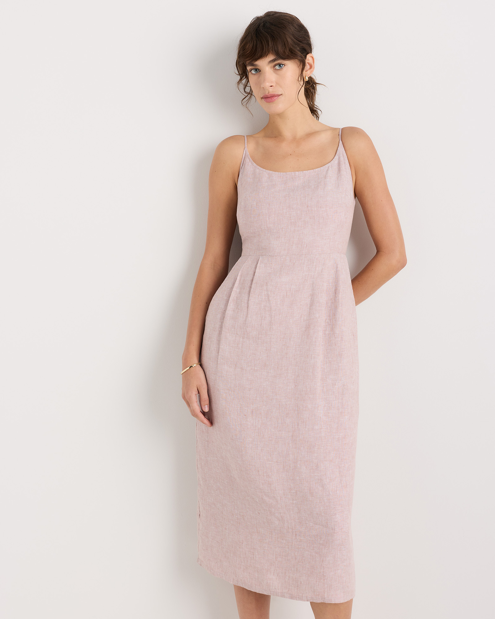 100% European Linen Scoop Neck Midi Dress — Image 53
