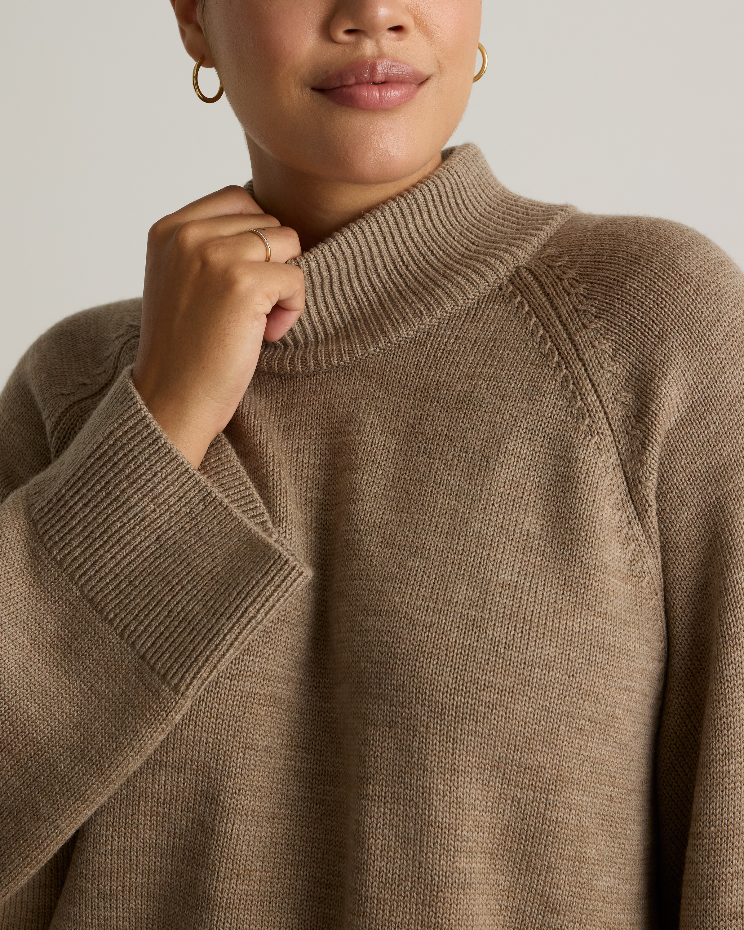Australian Merino Wool Cropped Mock Neck Sweater — Image 3