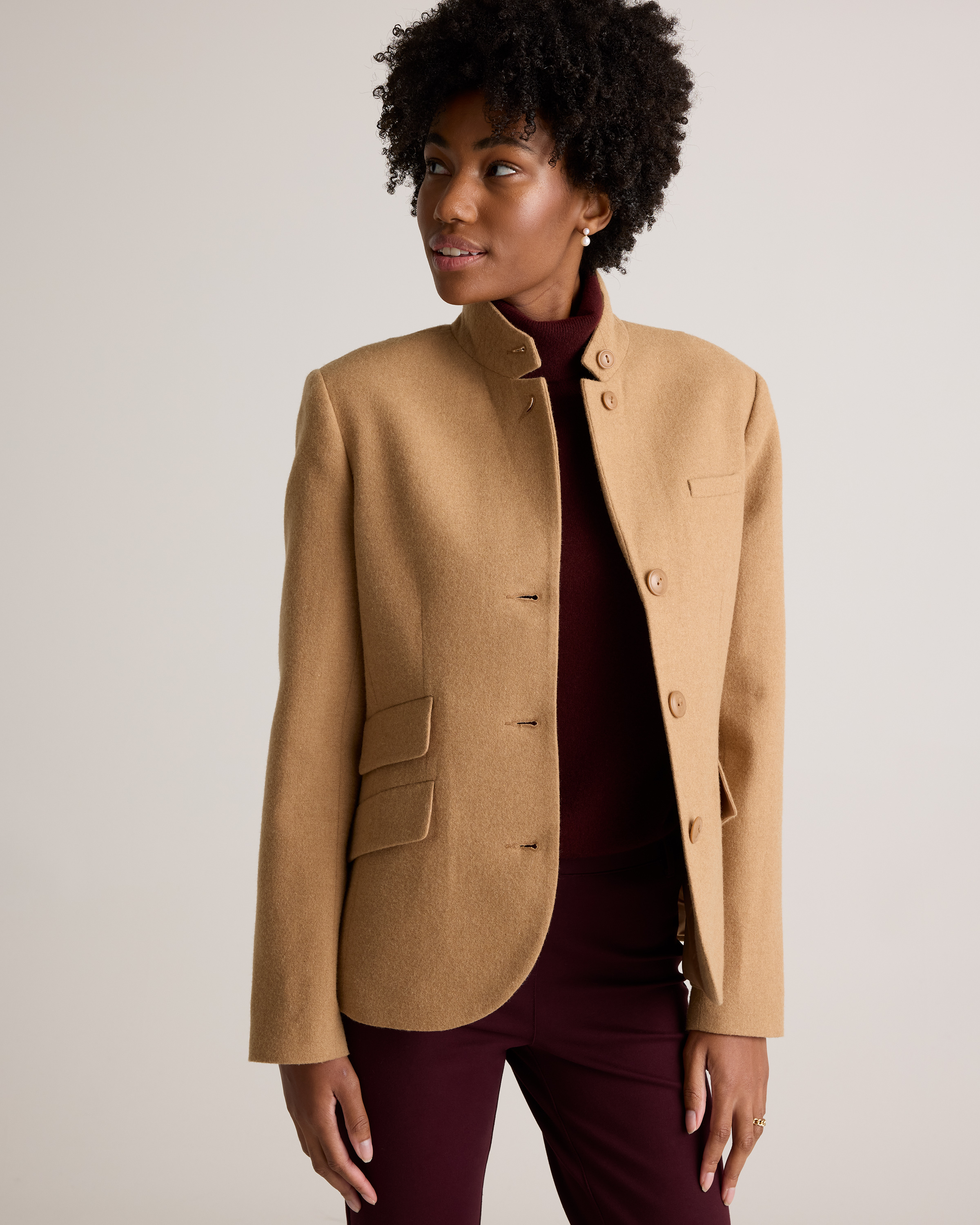 Italian Wool Stand Collar Blazer — Image 6