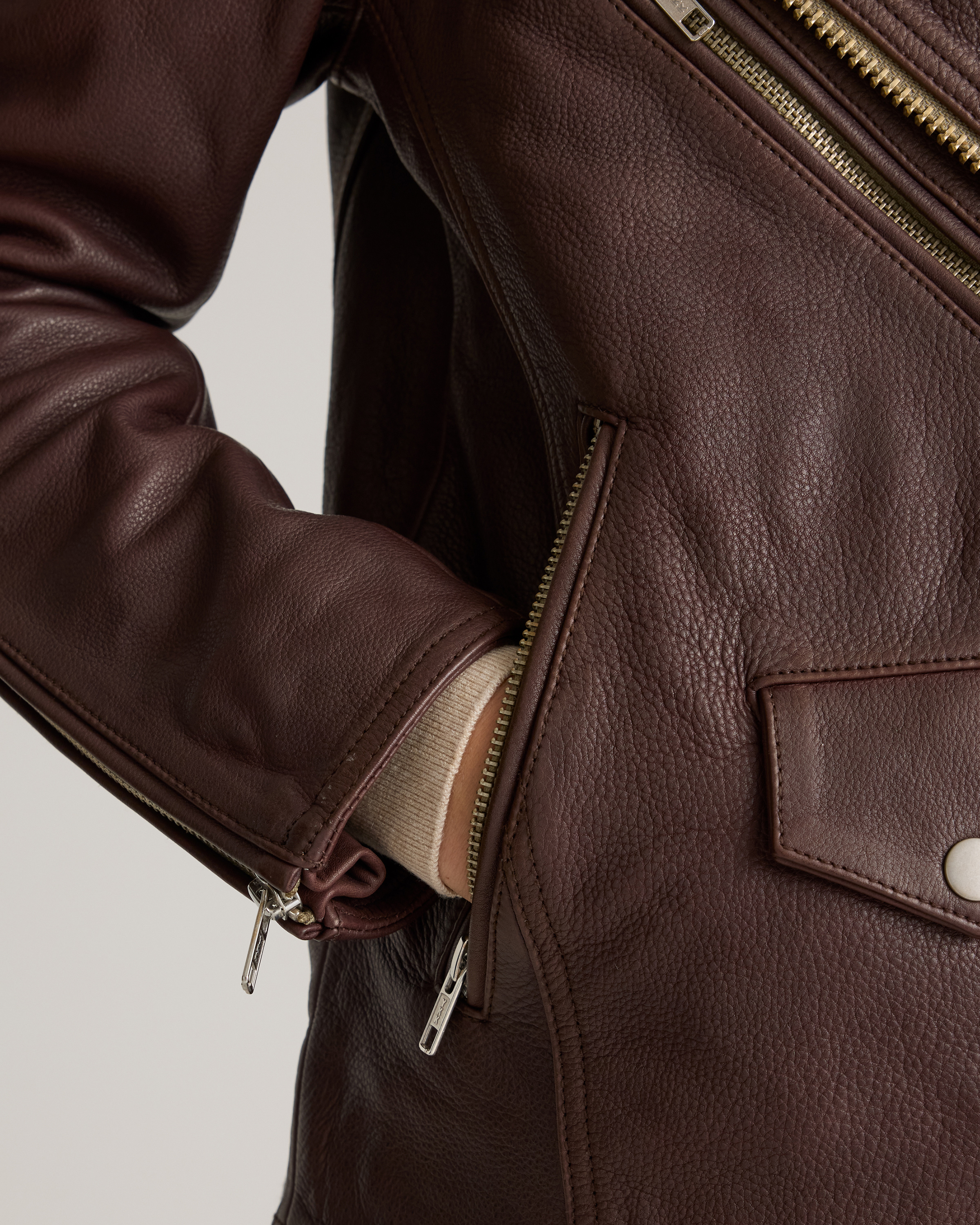 100% Leather Oversized Biker Jacket — Image 3
