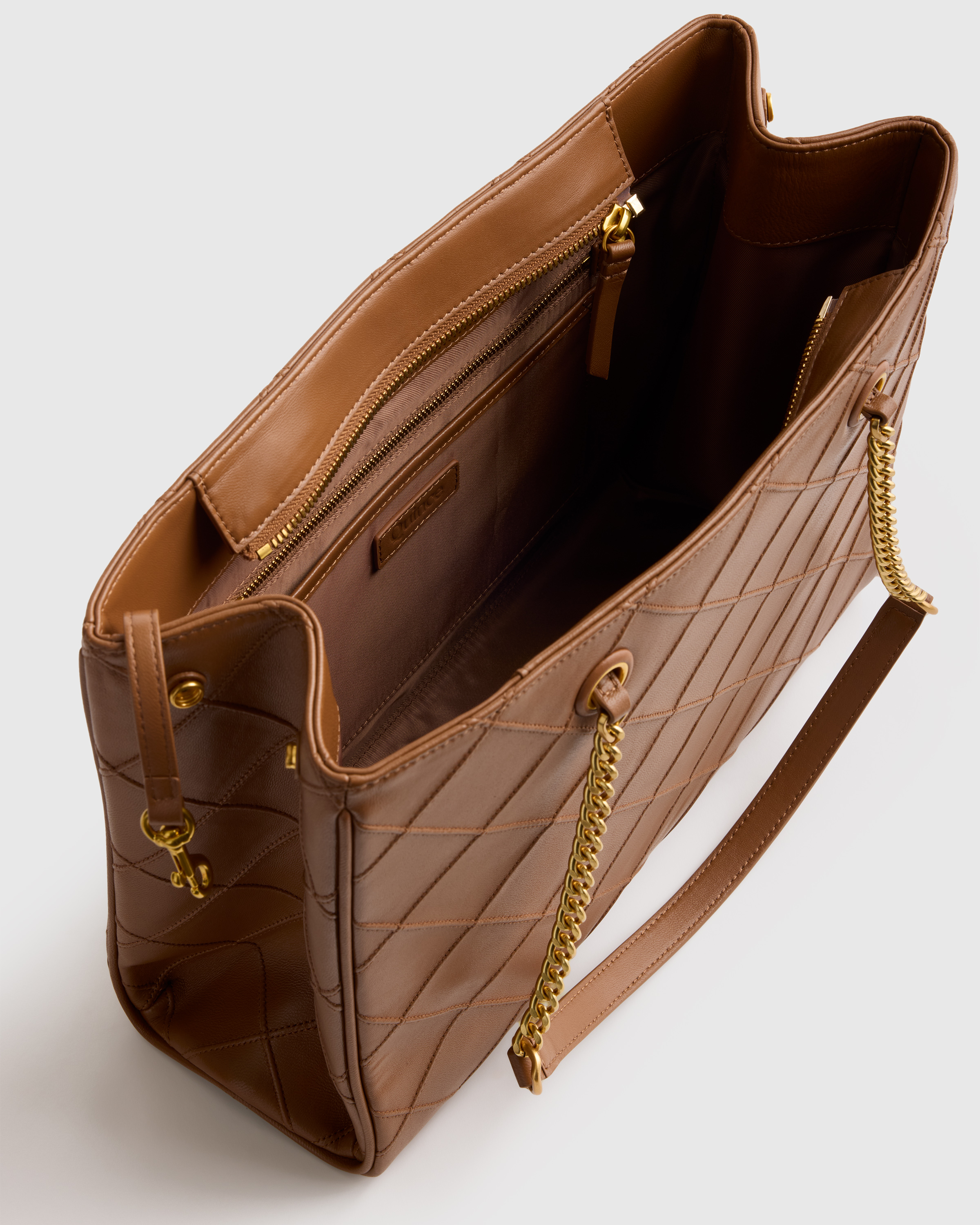 Italian Leather Diamond Stitch Tote — Image 5