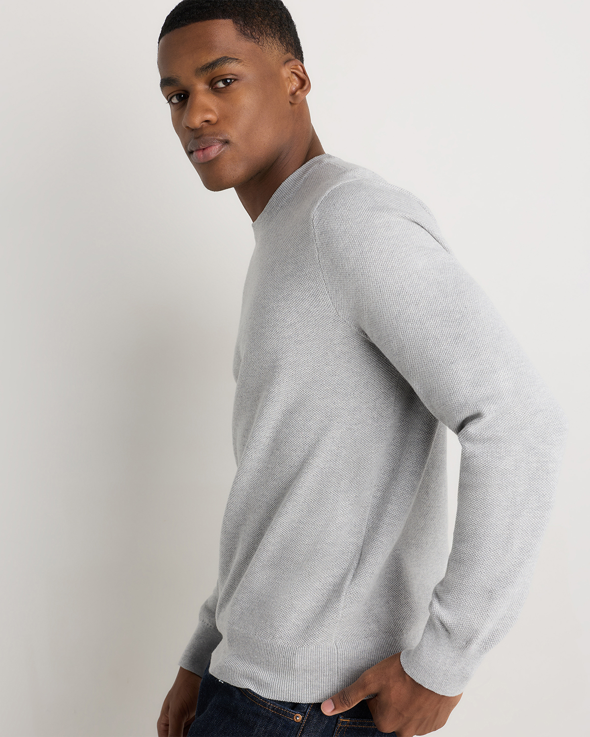 100% Organic Cotton Pique Crewneck Sweater — Image 27