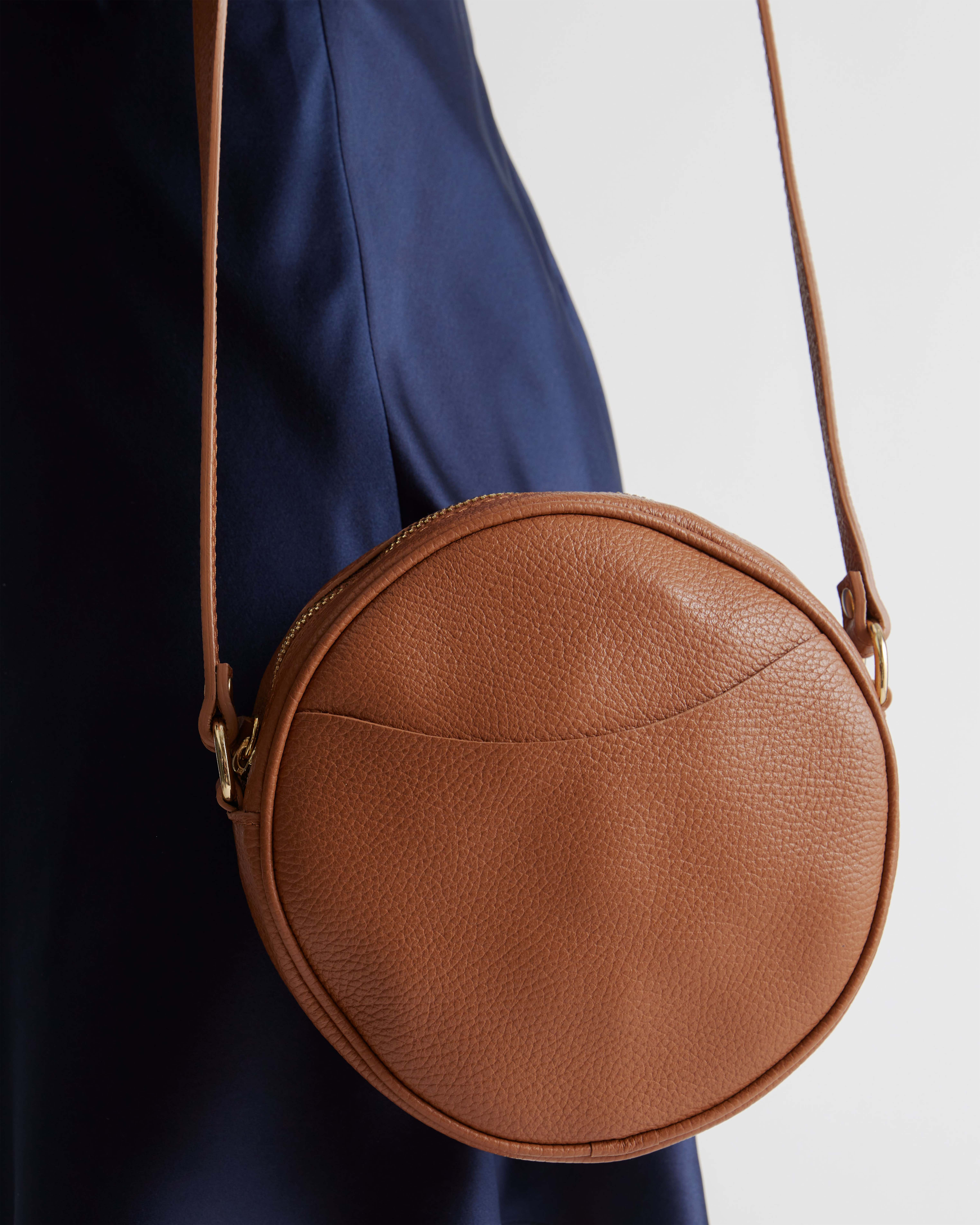 Italian Leather Circle Crossbody Bag — Image 4