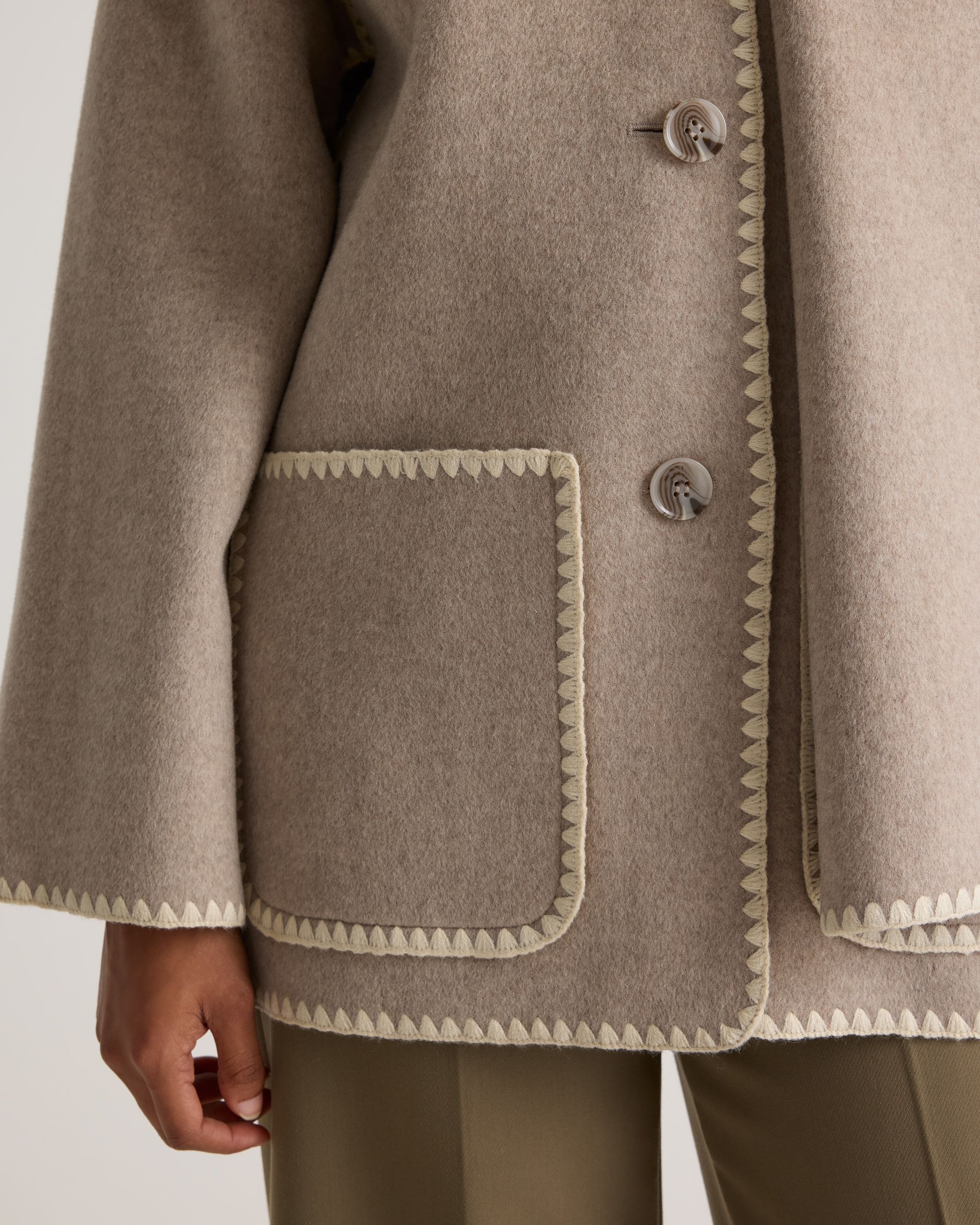 Double-Faced Merino Wool Scarf Coat — Image 3