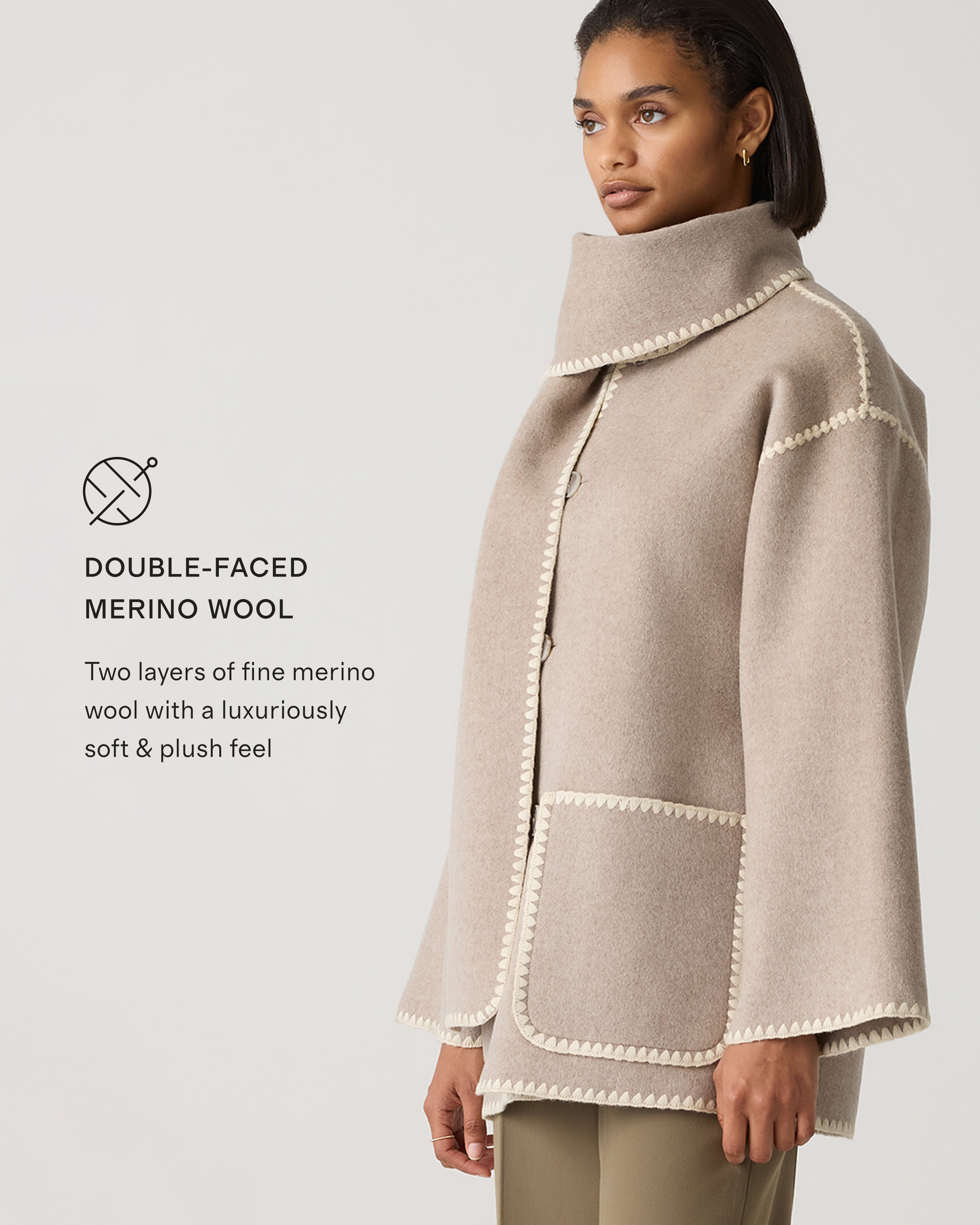 Double-Faced Merino Wool Scarf Coat — Image 20