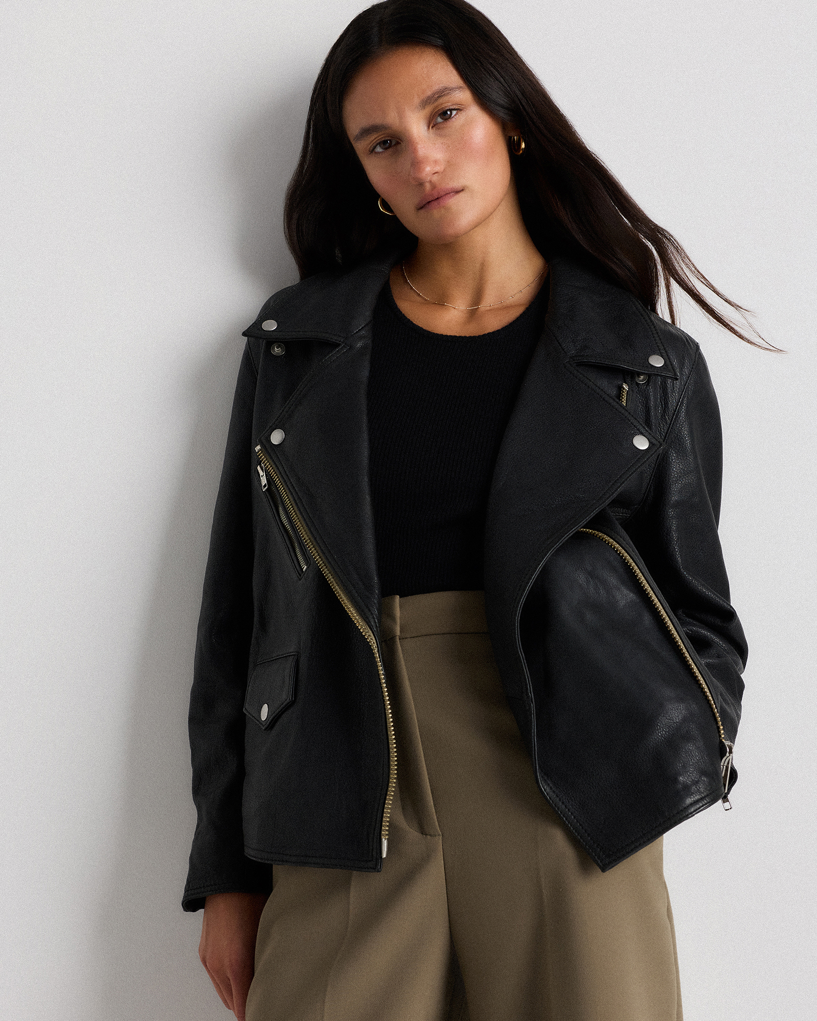 100% Leather Oversized Biker Jacket — Image 31