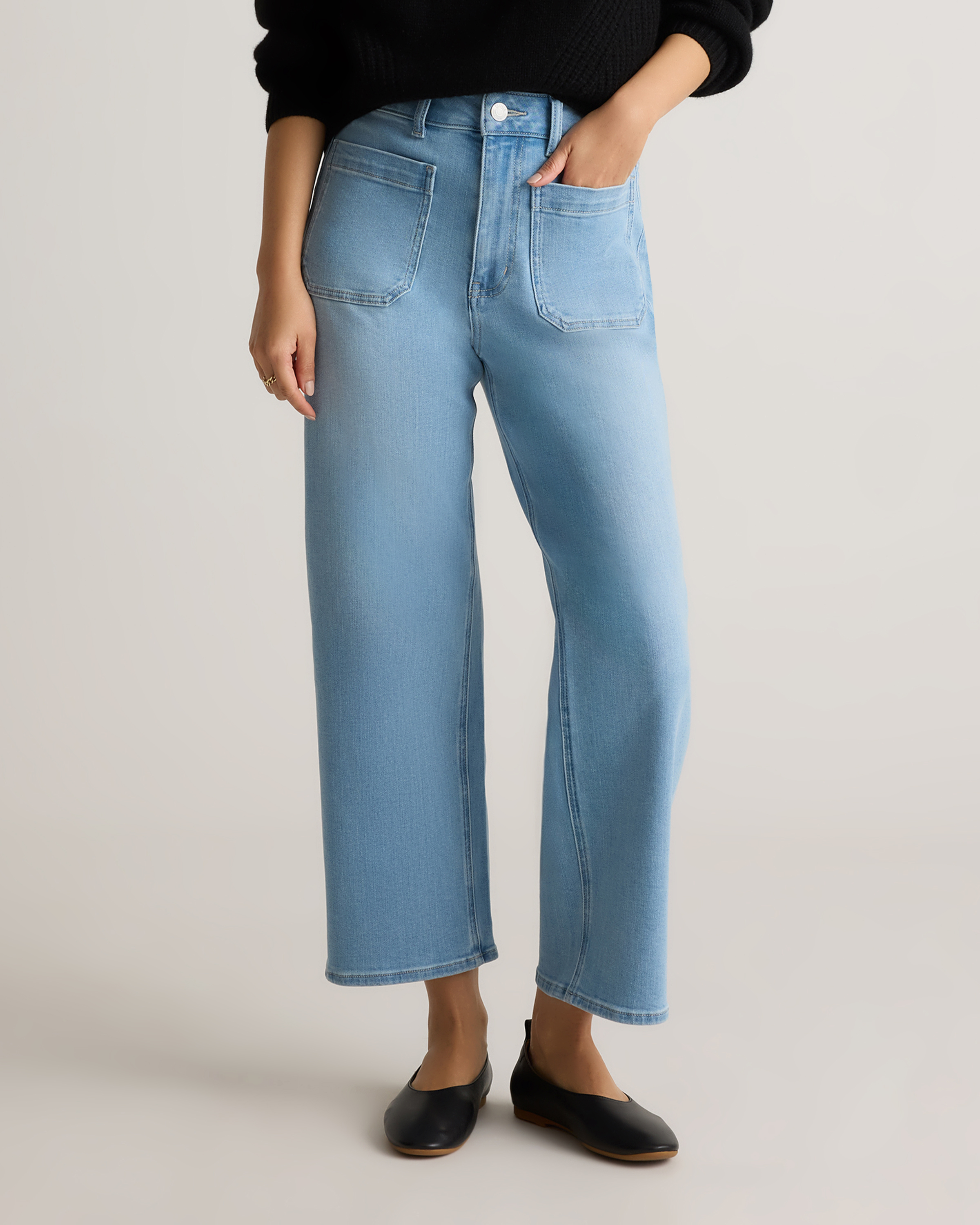 Bella Stretch Patch Pocket Wide Leg Jeans — Image 25