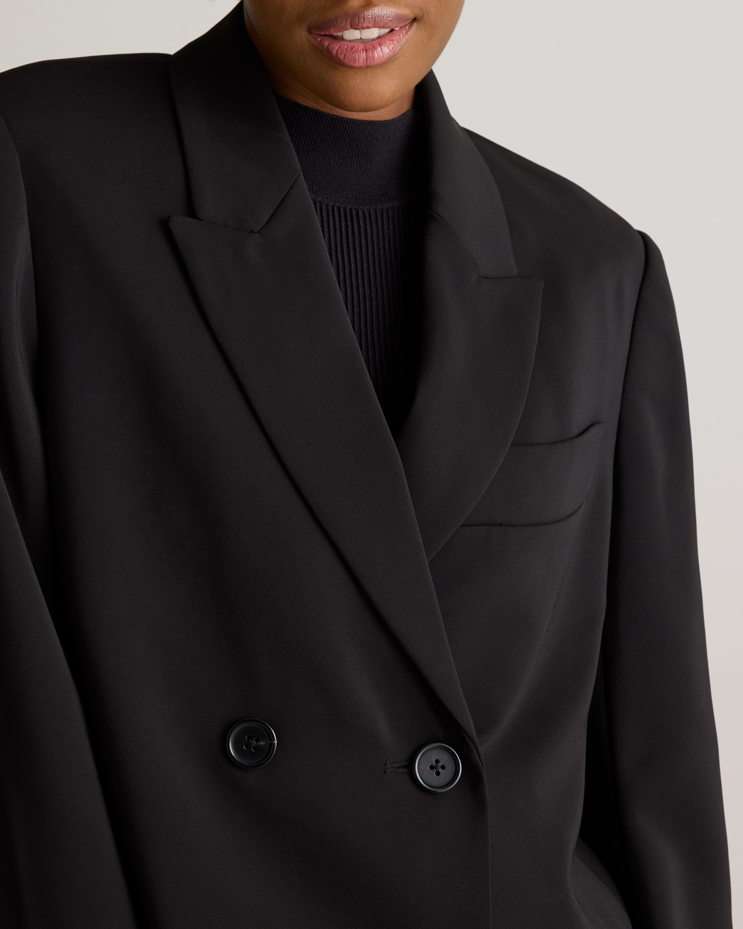 Stretch Crepe Relaxed Double-Breasted Blazer — Image 11