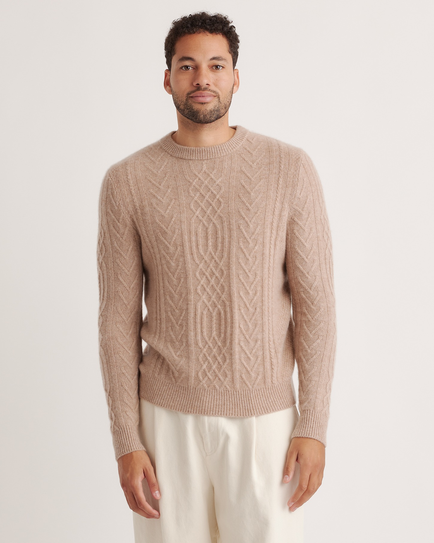 Mongolian Spring Cashmere Cable Crewneck Sweater — Image 12