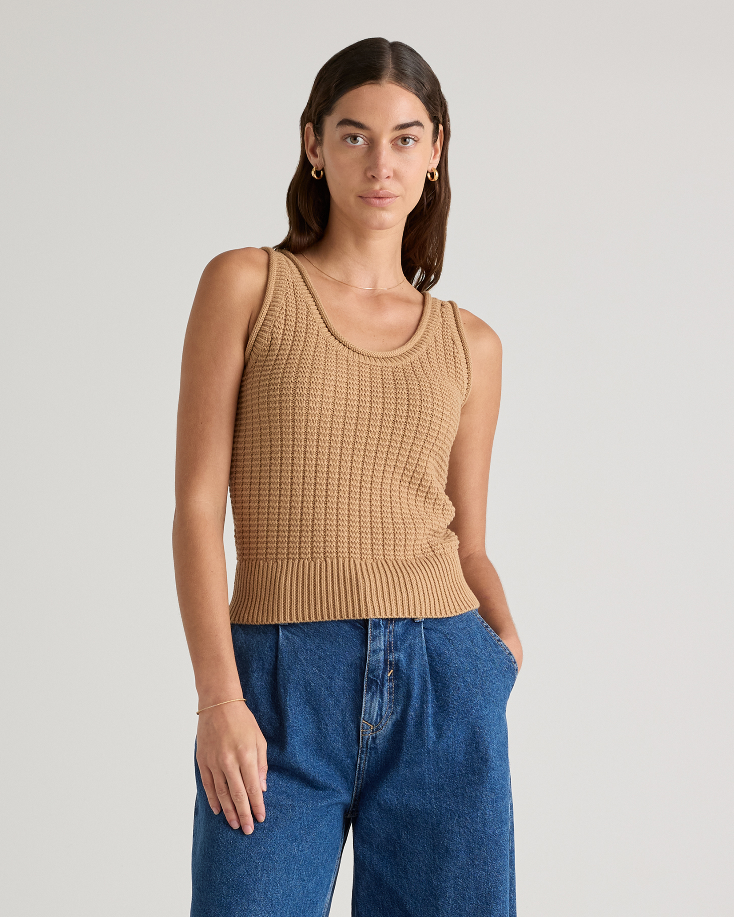 100% Organic Cotton Waffle Cropped Sweater Tank — Image 8