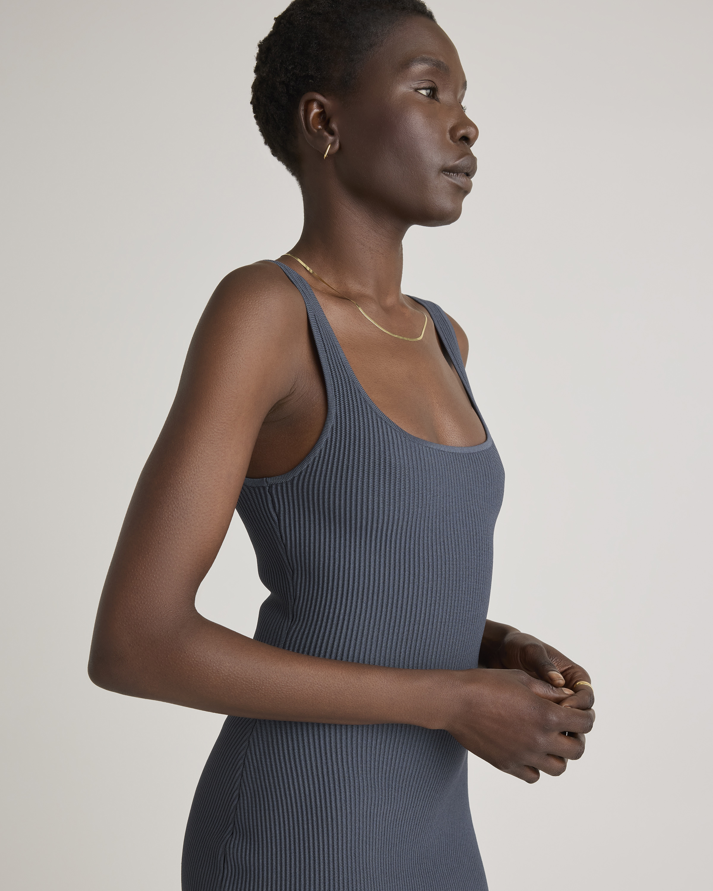 Square Neck Ribbed Knit Mini Dress — Image 6
