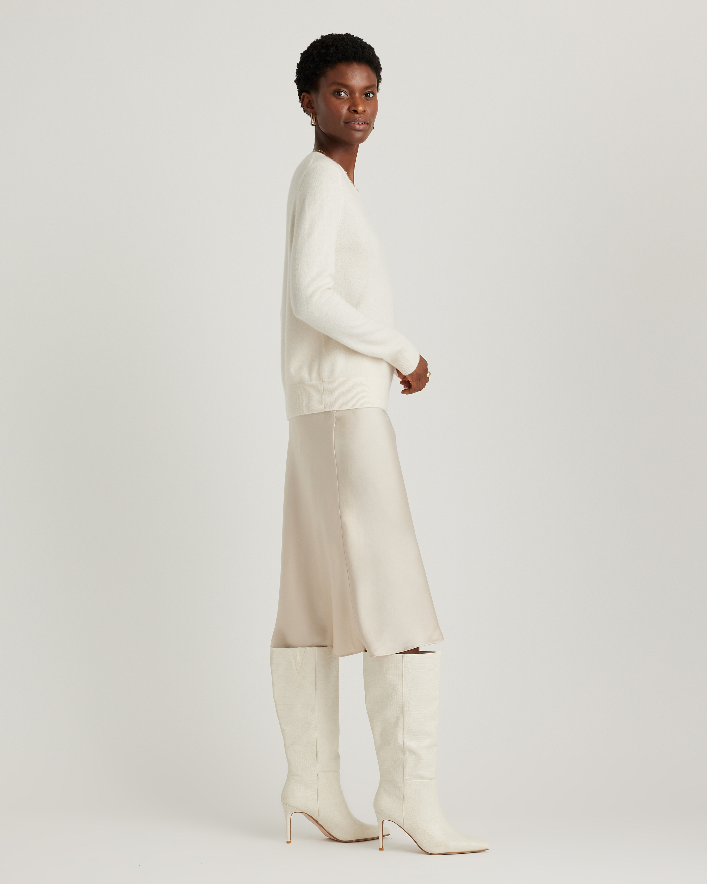 forest-green 100% Washable Silk Skirt — Image 49