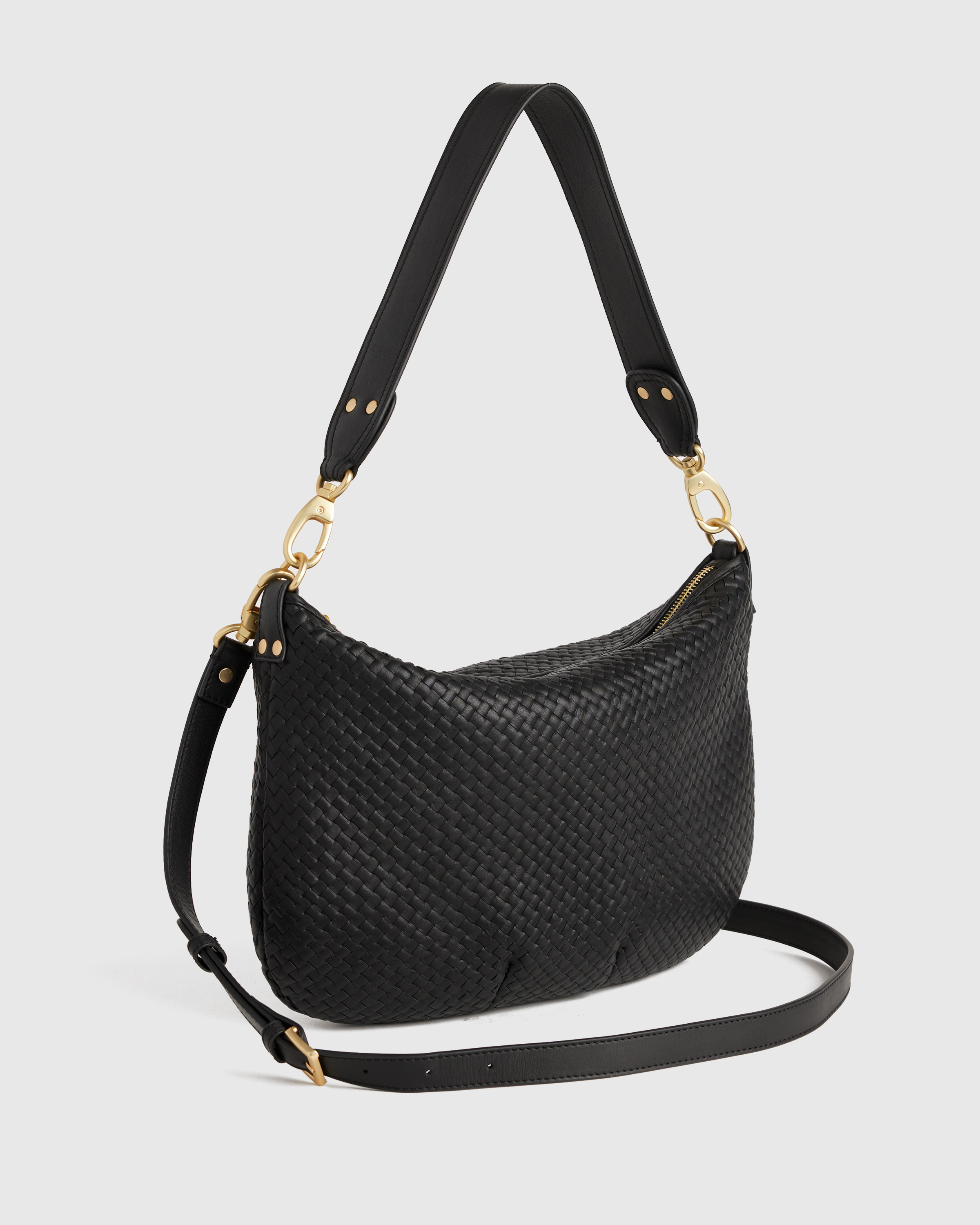 Italian Leather Convertible Crescent Handwoven Shoulder Bag — Image 30