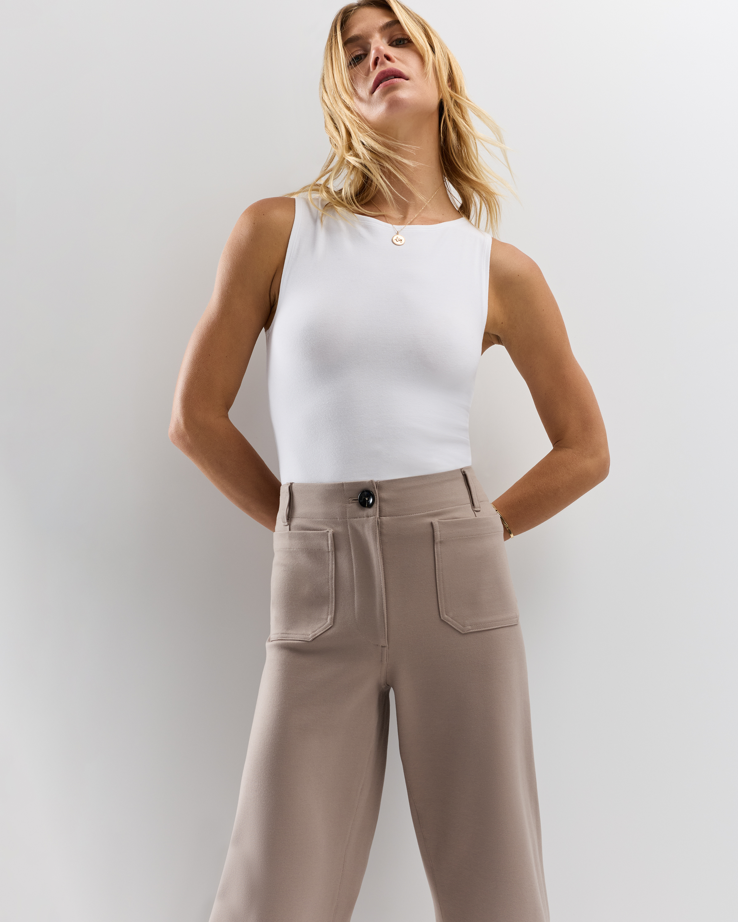 Ultra-Stretch Ponte Cropped Wide Leg Pants — Image 8