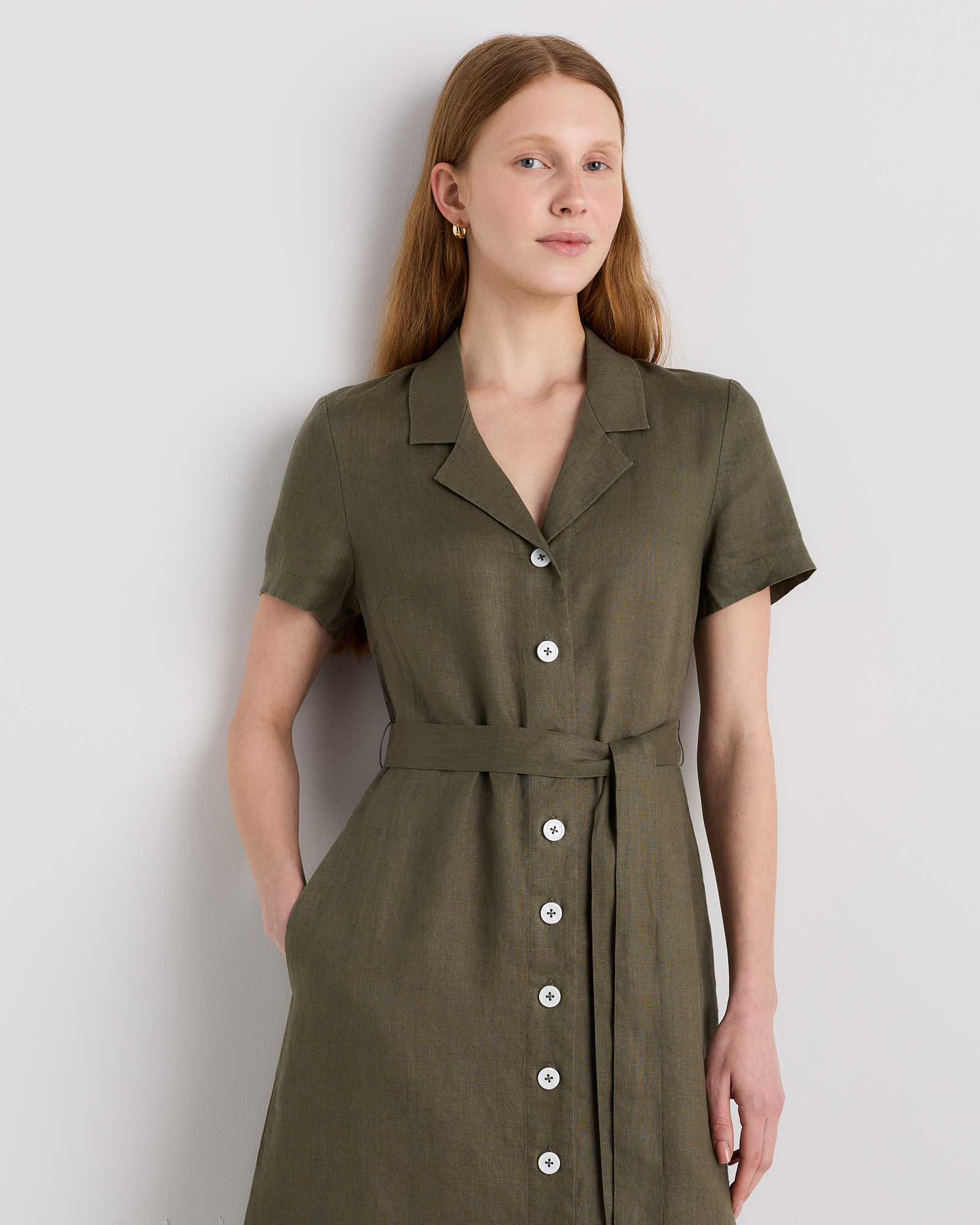 100% European Linen Button Front Dress — Image 57