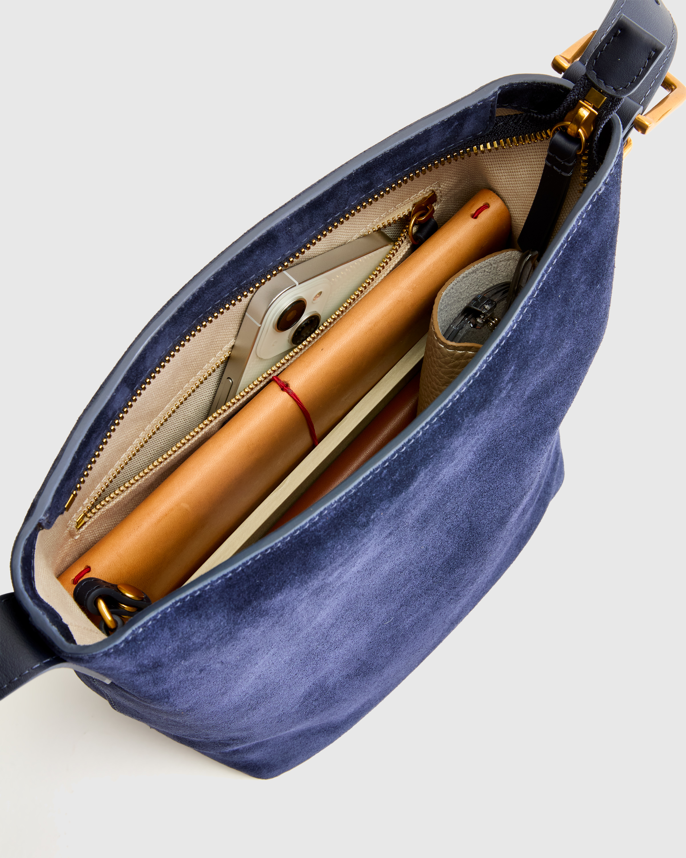 Italian Suede Bucket Crossbody — Image 33