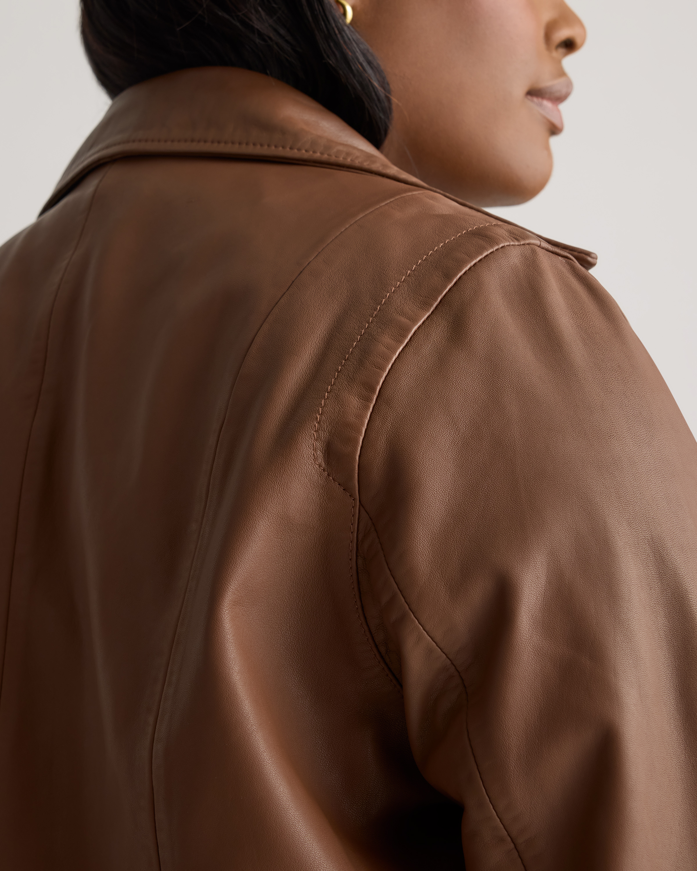 100% Washed Leather Biker Jacket — Image 3