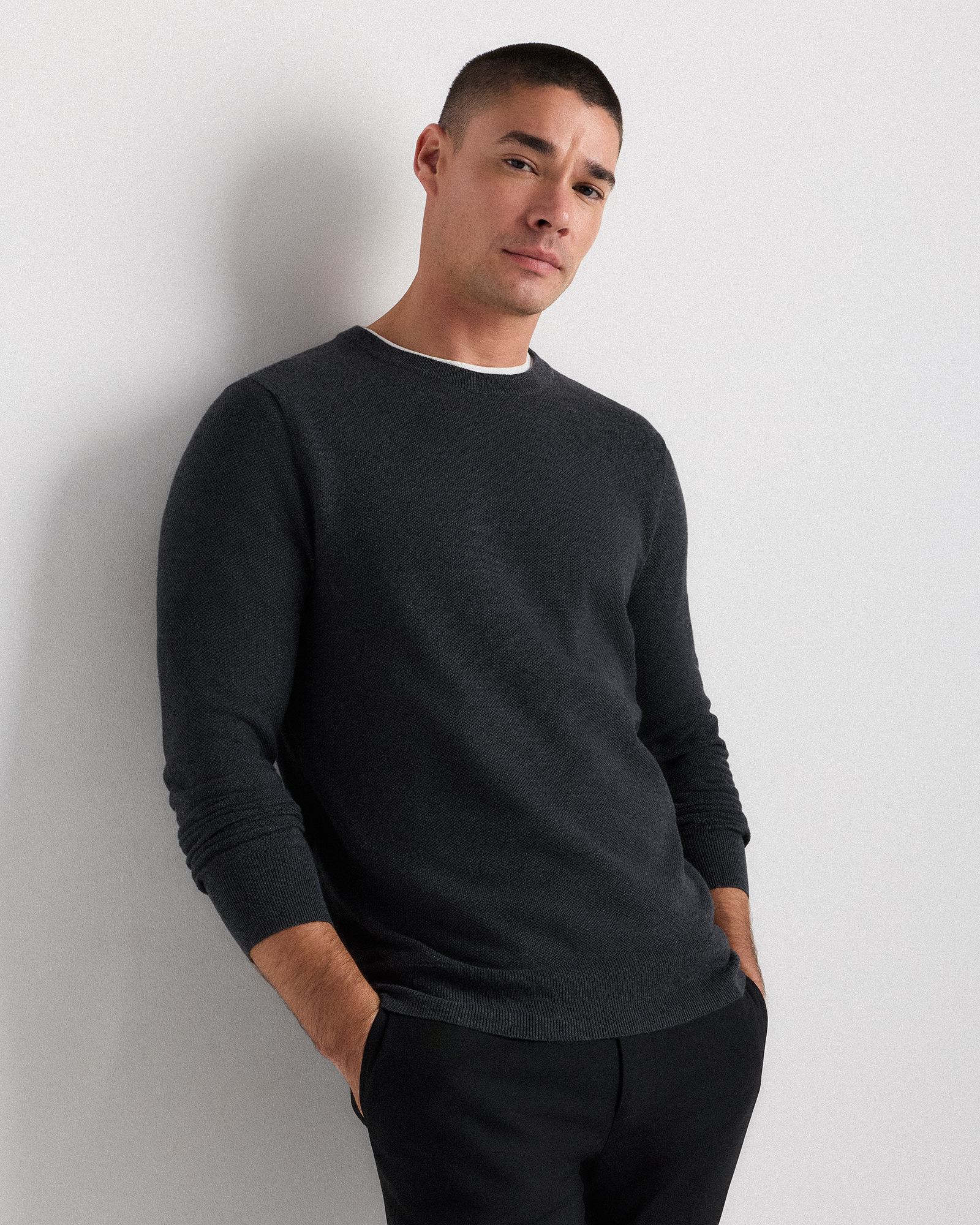 100% Organic Cotton Pique Crewneck Sweater — Image 17