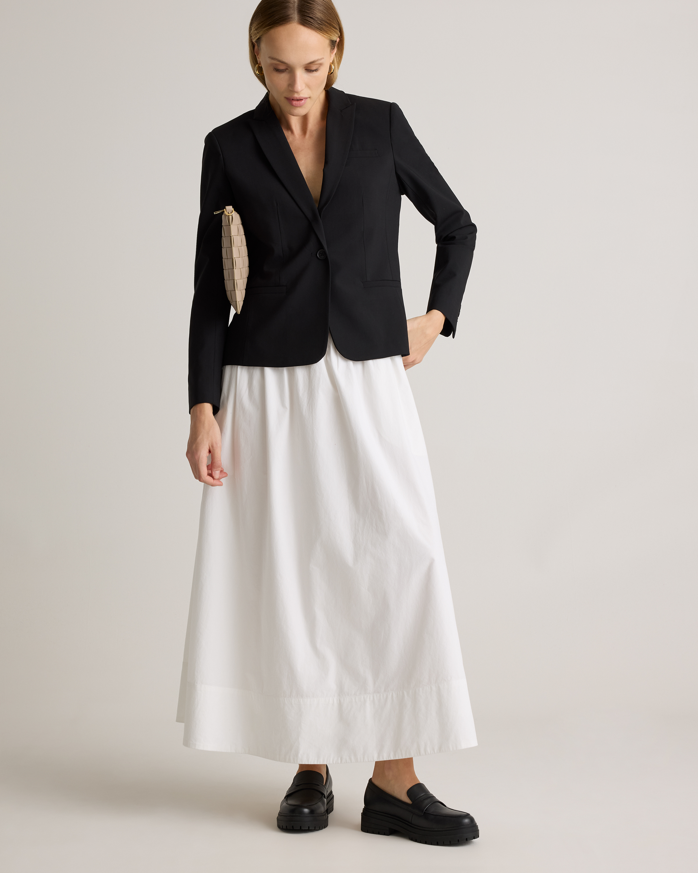 100% Organic Cotton Poplin A-line Maxi Skirt — Image 11