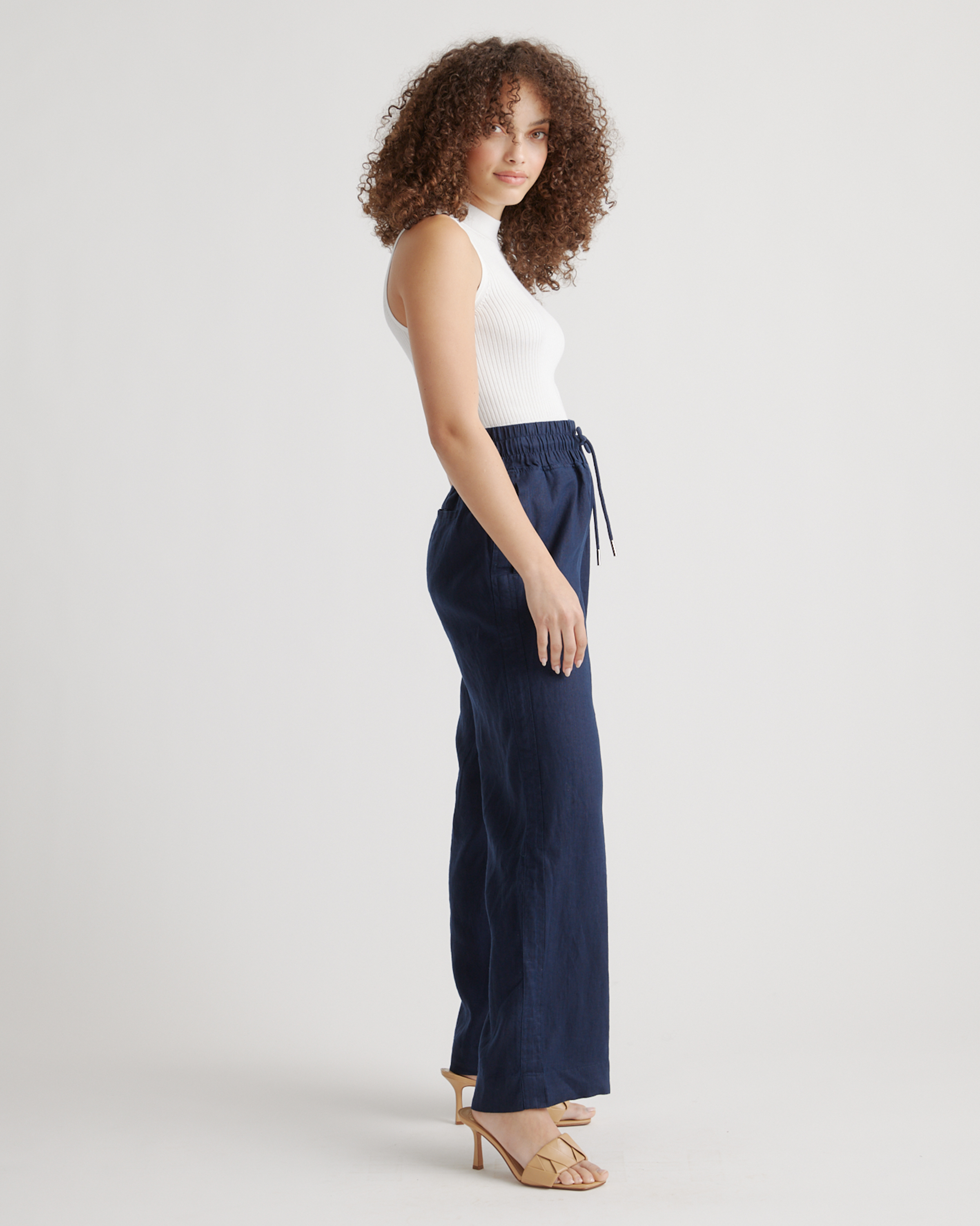 100% European Linen Wide Leg Pants — Image 44