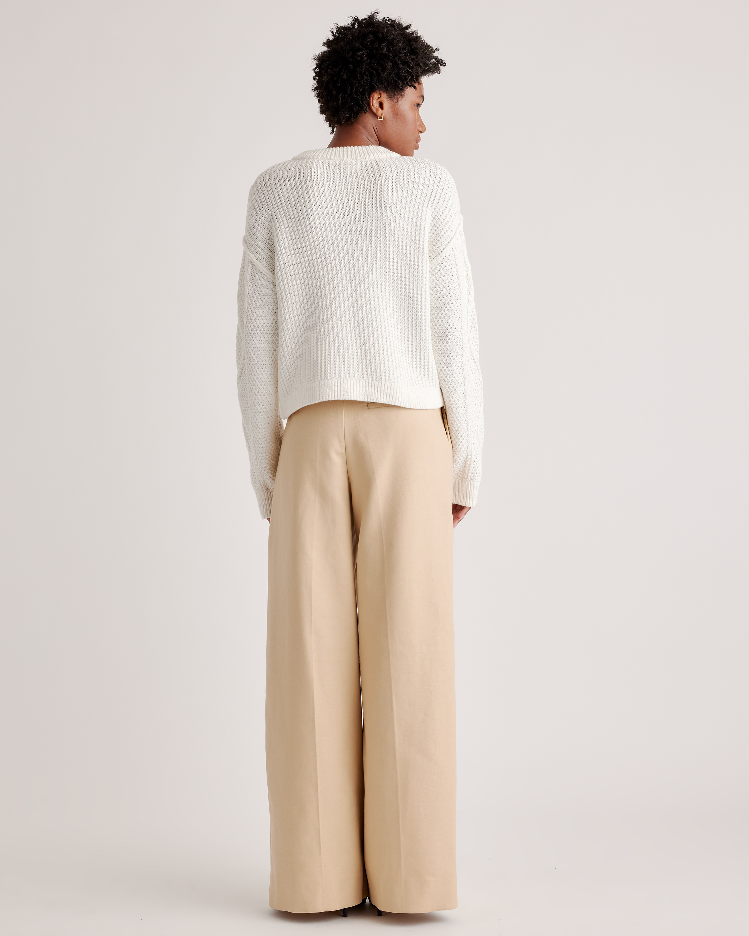 100% Organic Cotton Cropped Cable Crew Sweater — Image 26