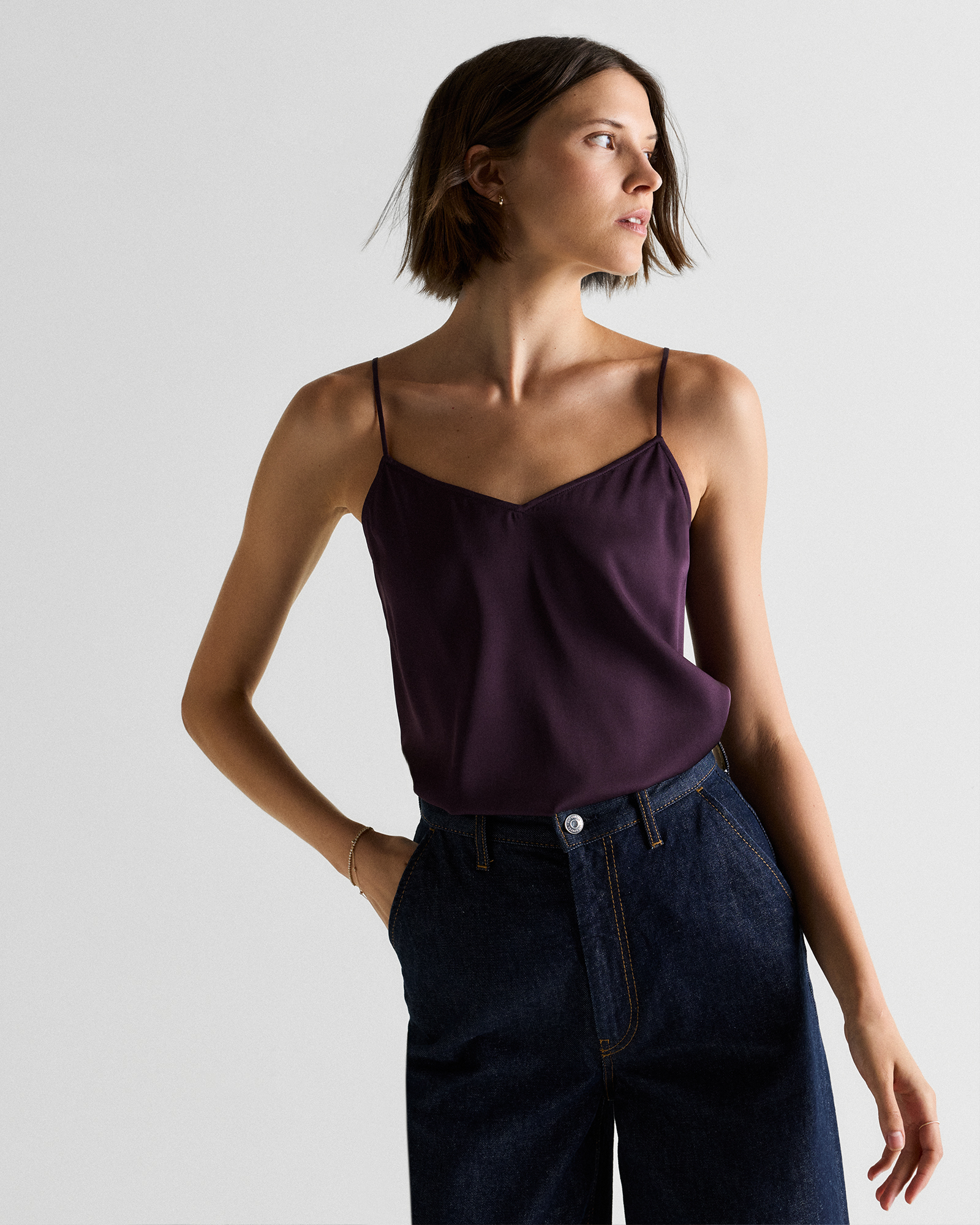 Washable Stretch Silk V-Neck Cami — Image 29