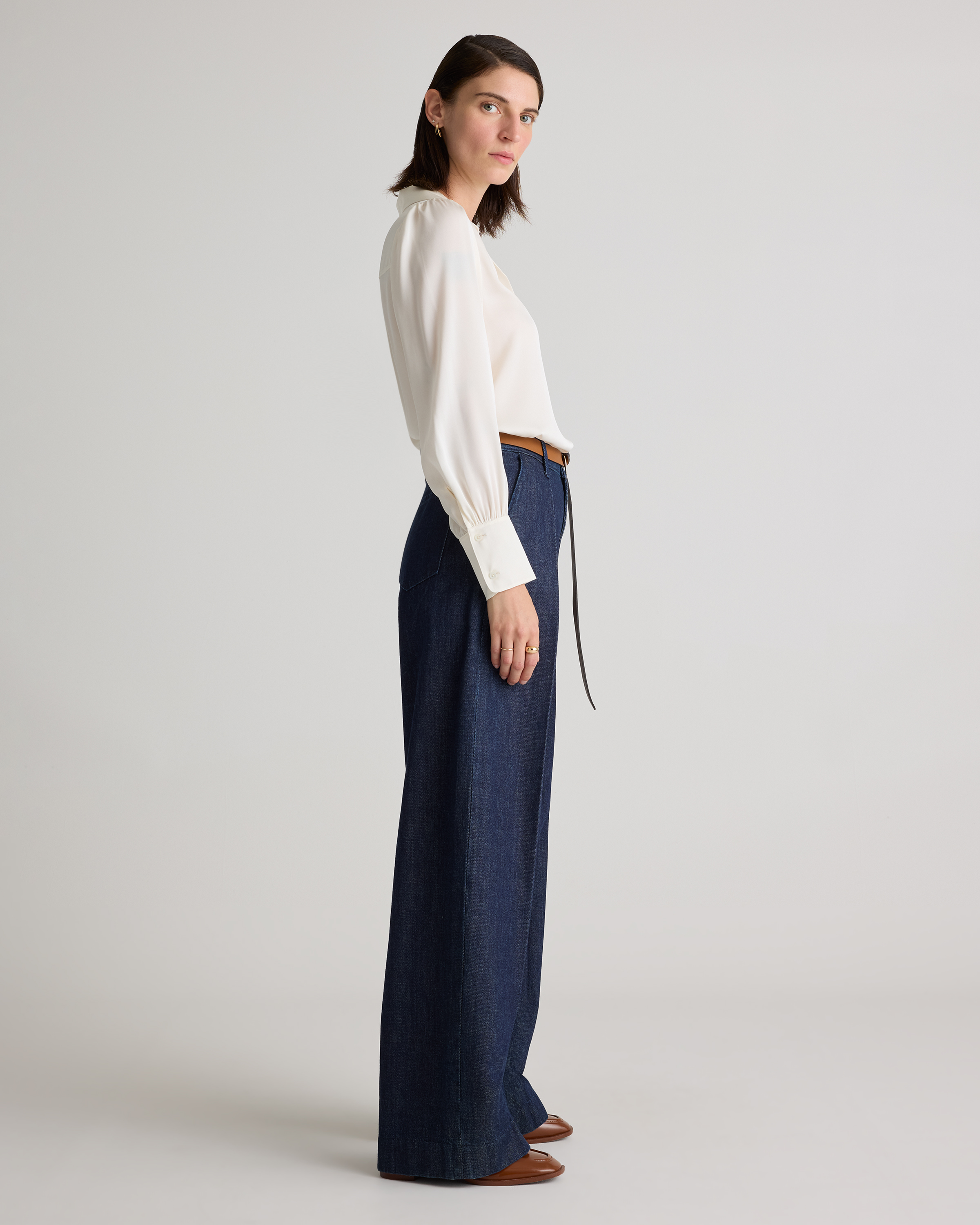 Washable Stretch Silk Split Neck Blouse — Image 4