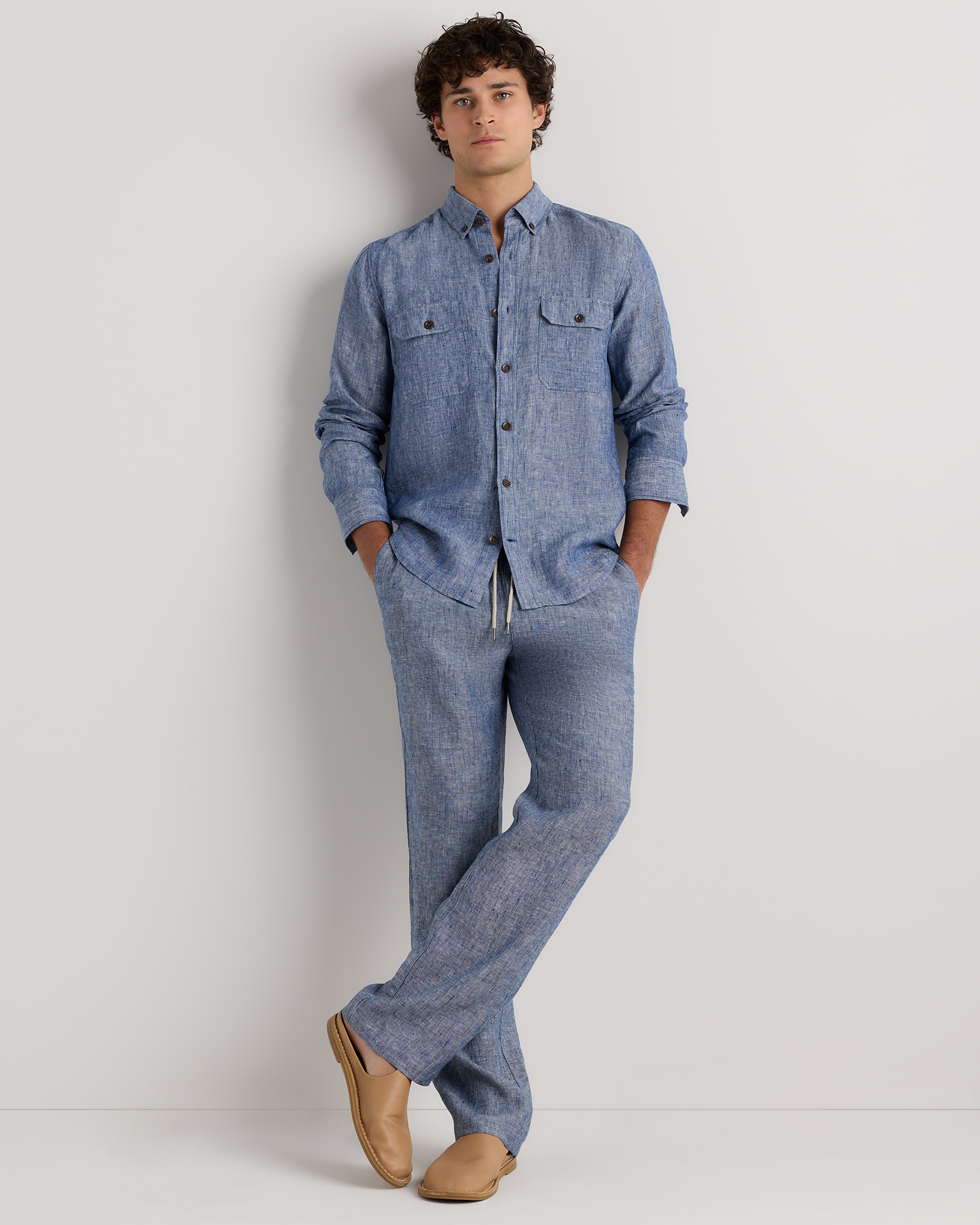 100% European Linen Drawstring Beach Pants — Image 36