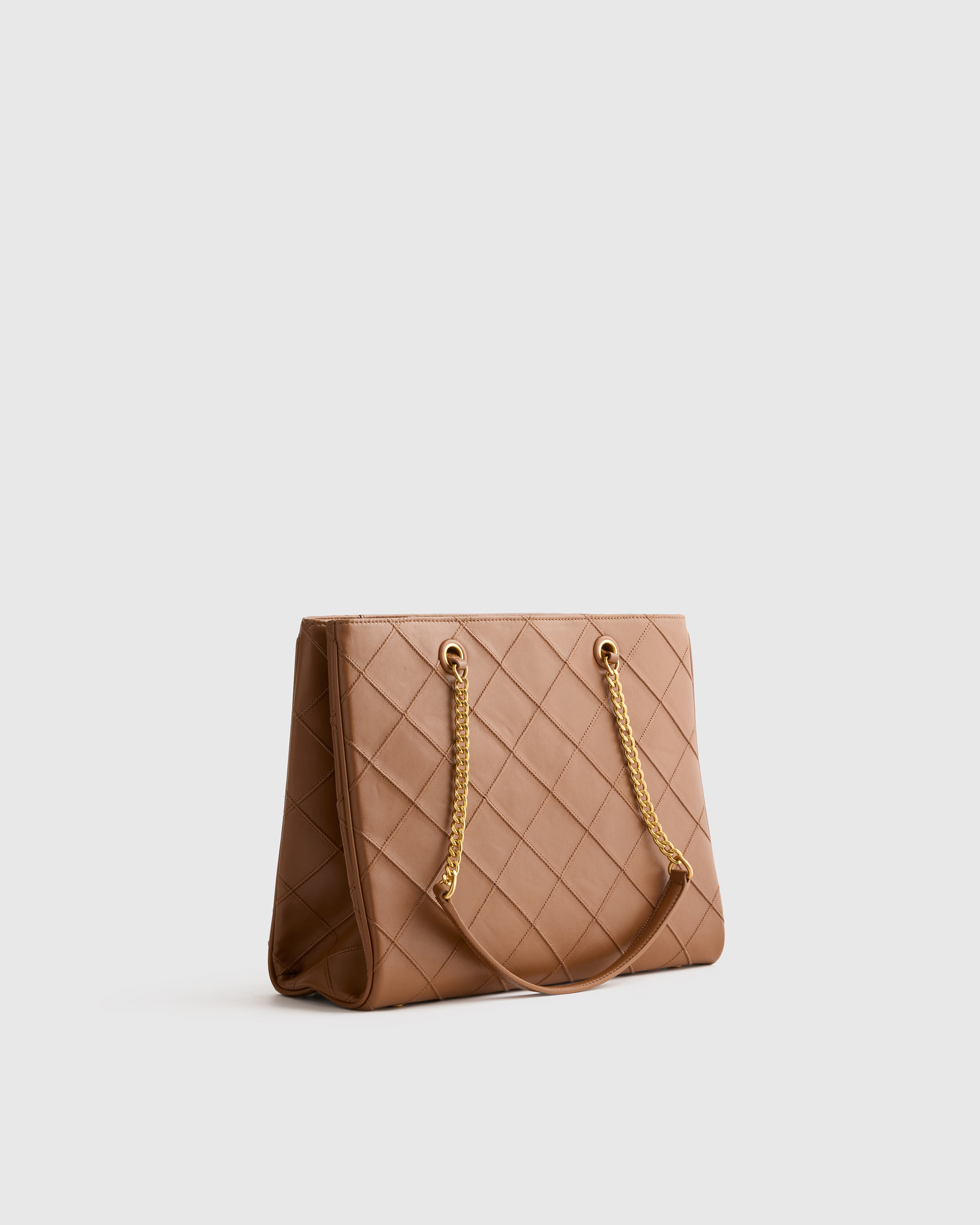 Italian Leather Diamond Stitch Tote — Image 7