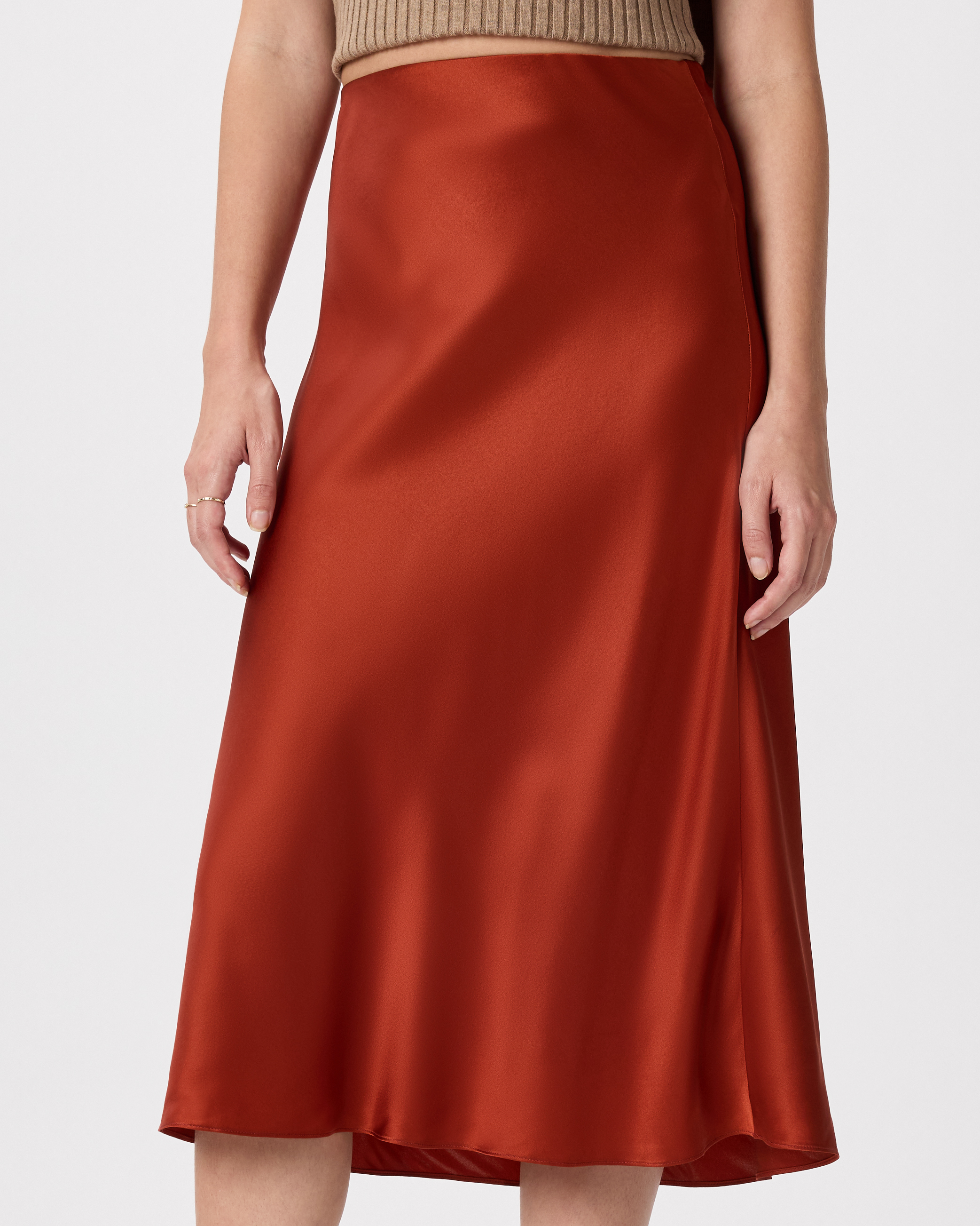 forest-green 100% Washable Silk Skirt — Image 17