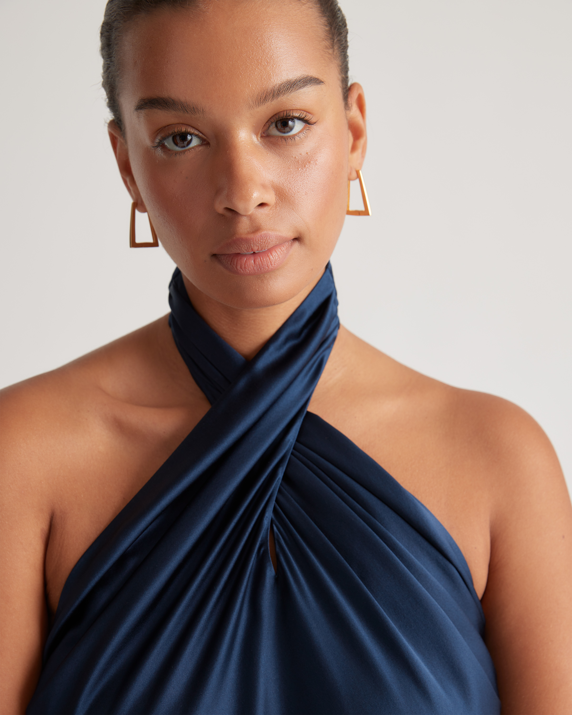 100% Washable Silk Twist Halter Midi Dress — Image 6