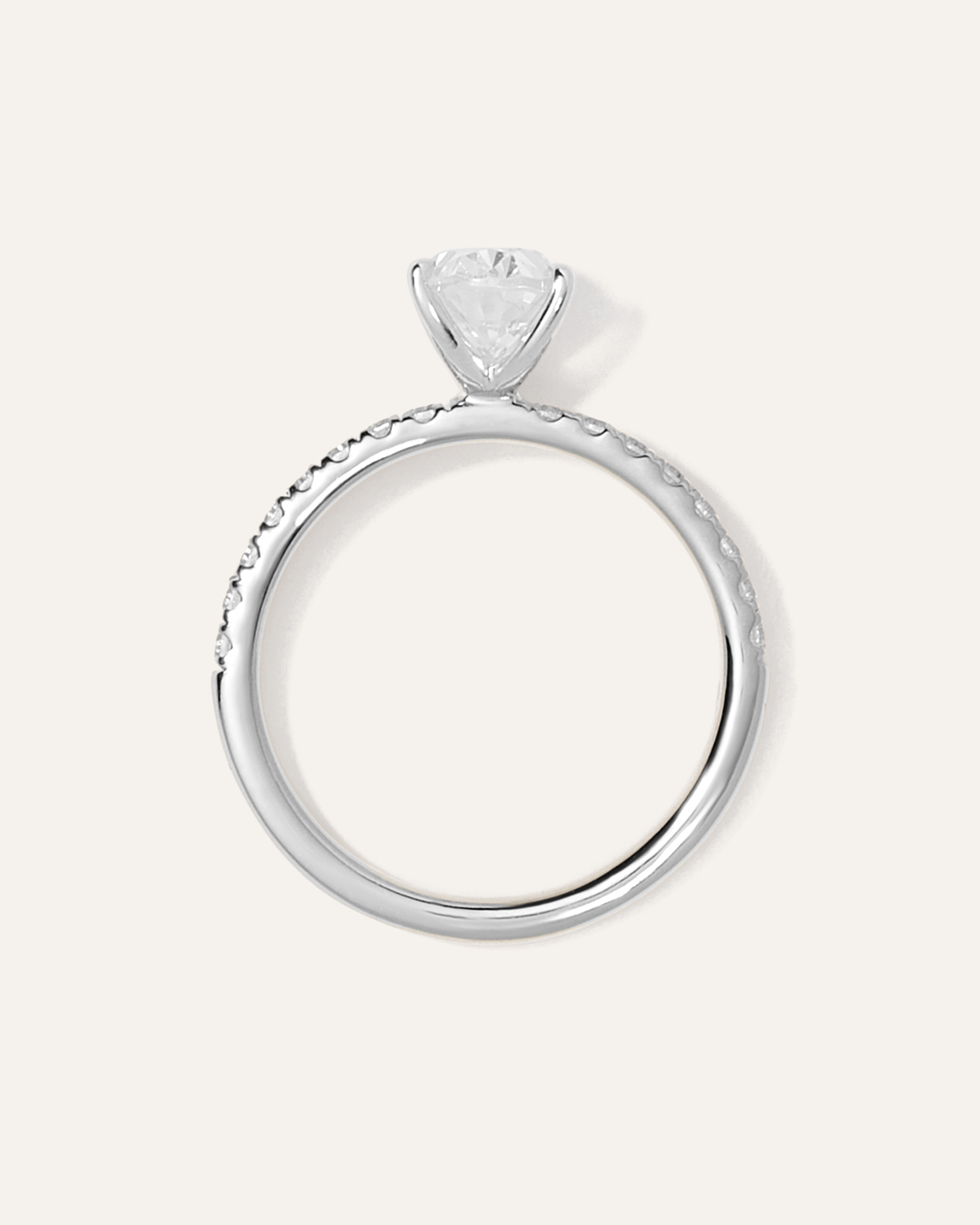 Lab Grown Diamond Oval Petite Pave Engagement Ring - 1.50ct — Image 9