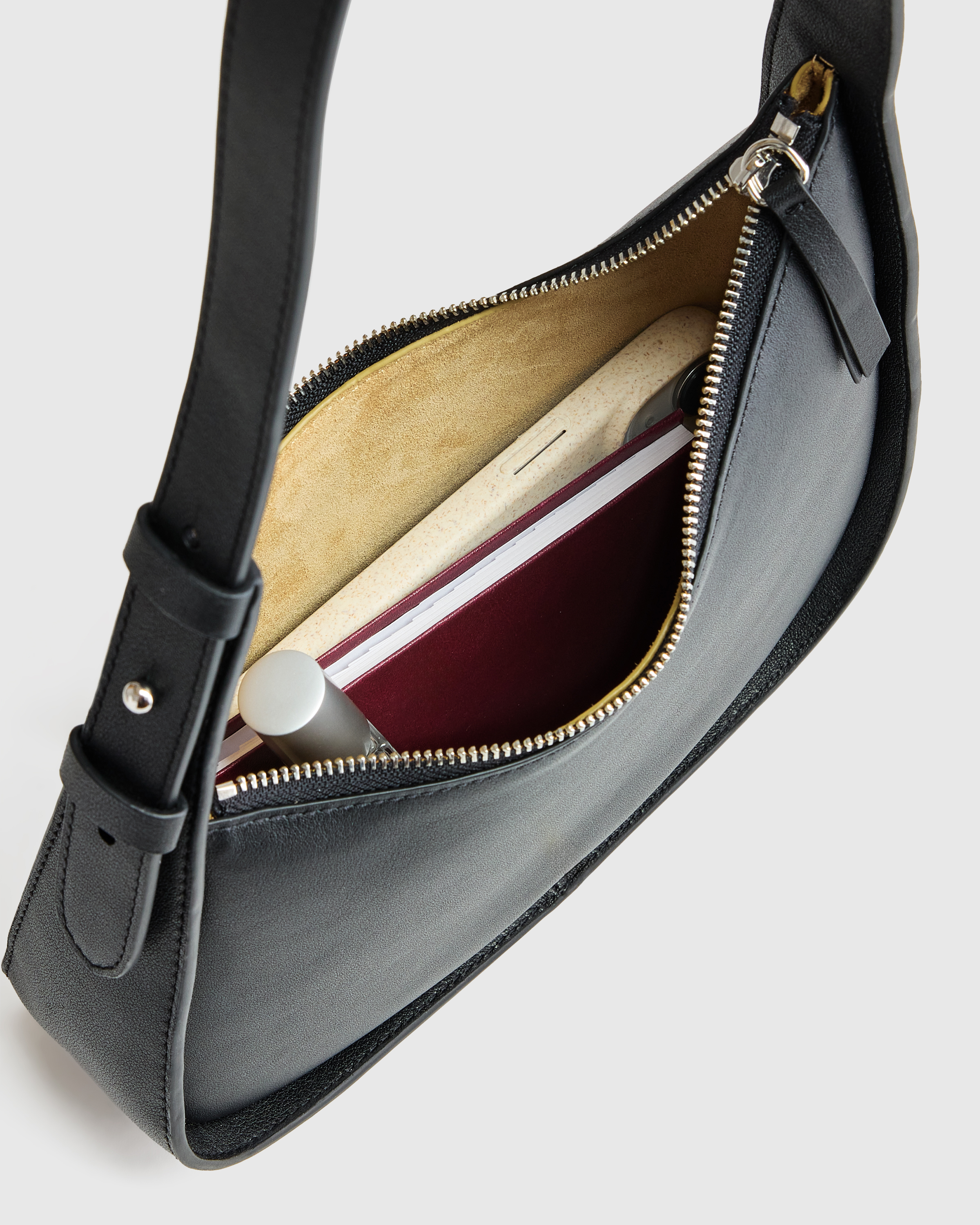 Italian Leather Asymmetrical Mini Shoulder Bag — Image 11