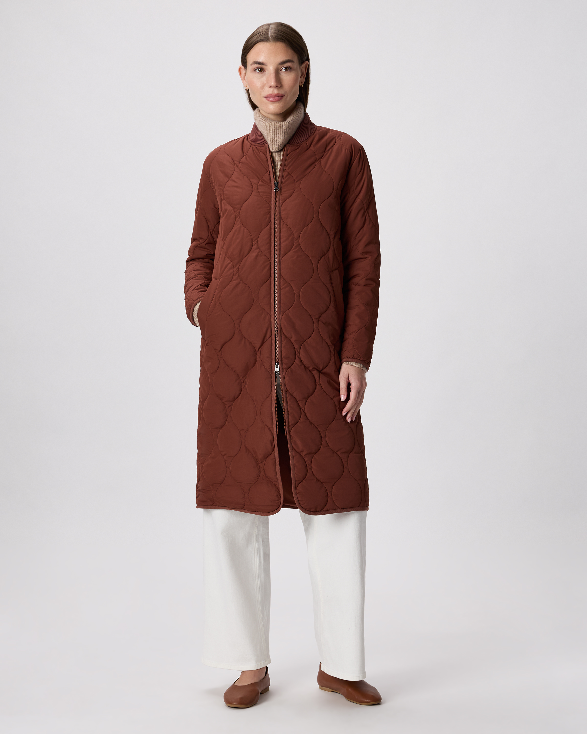 Featherless Quilted Puffer Long Coat — Image 15