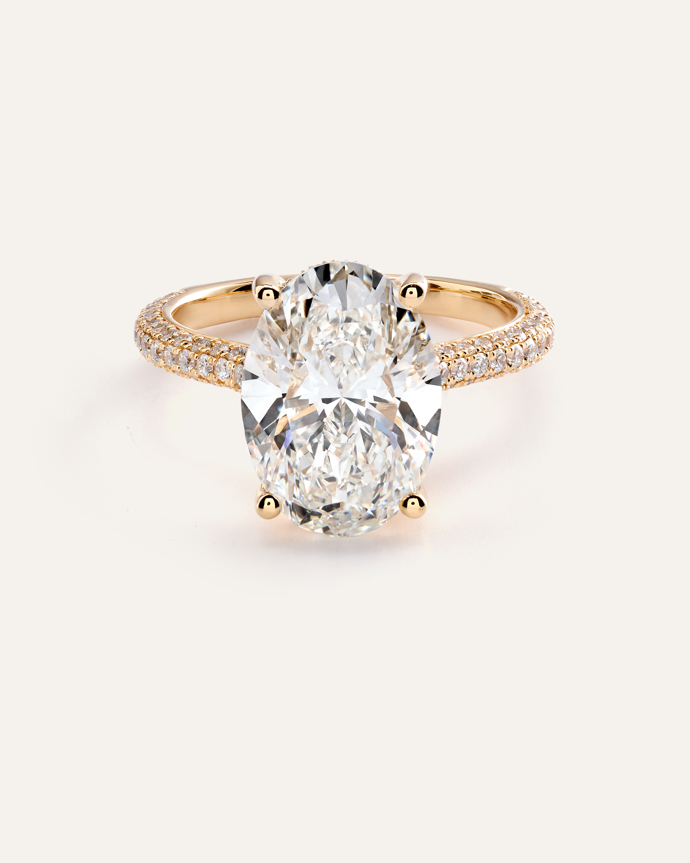 Lab Grown Diamond Oval Pave Cathedral Engagement Ring - 5ct — Image 3