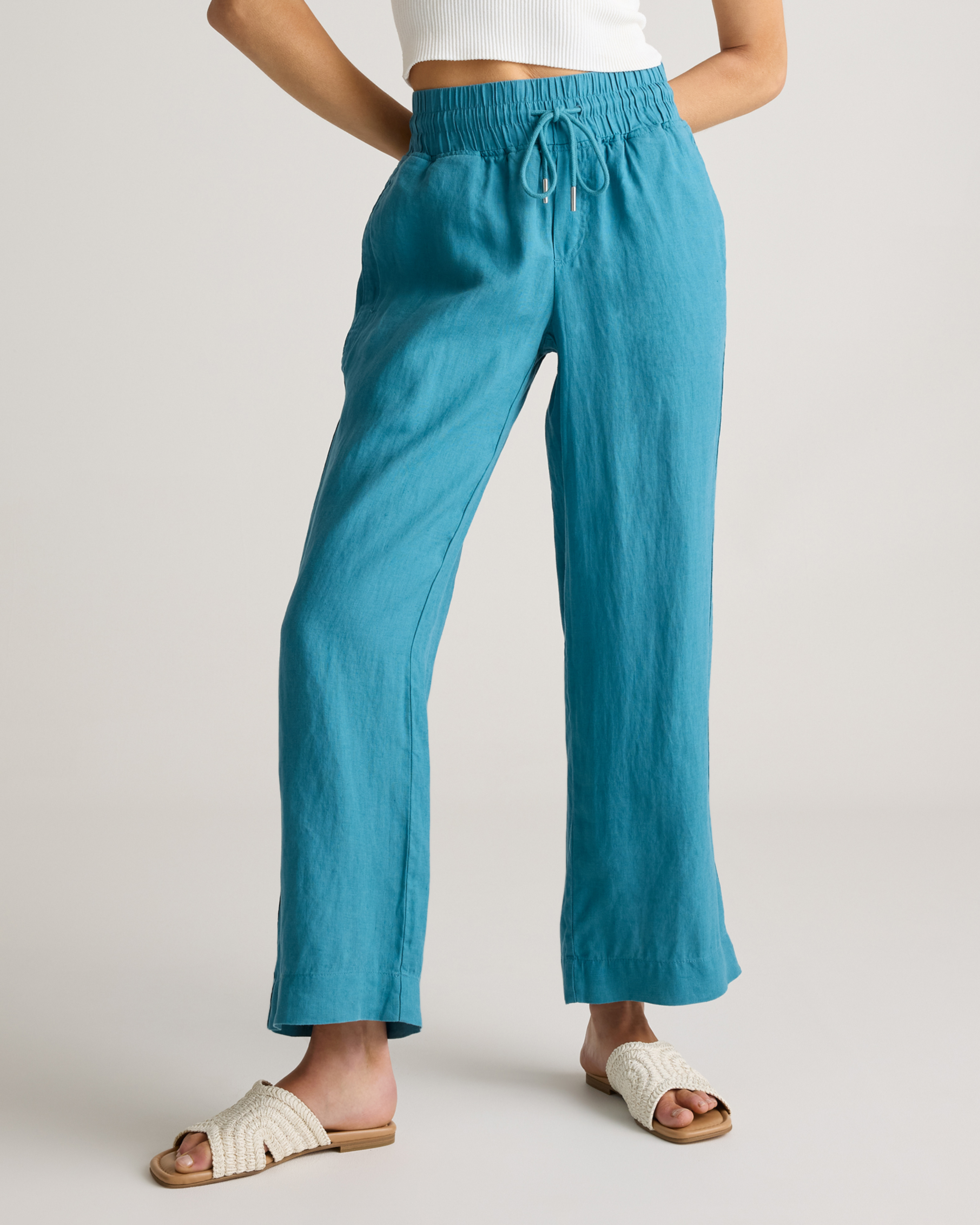 100% European Linen Wide Leg Pants — Image 40