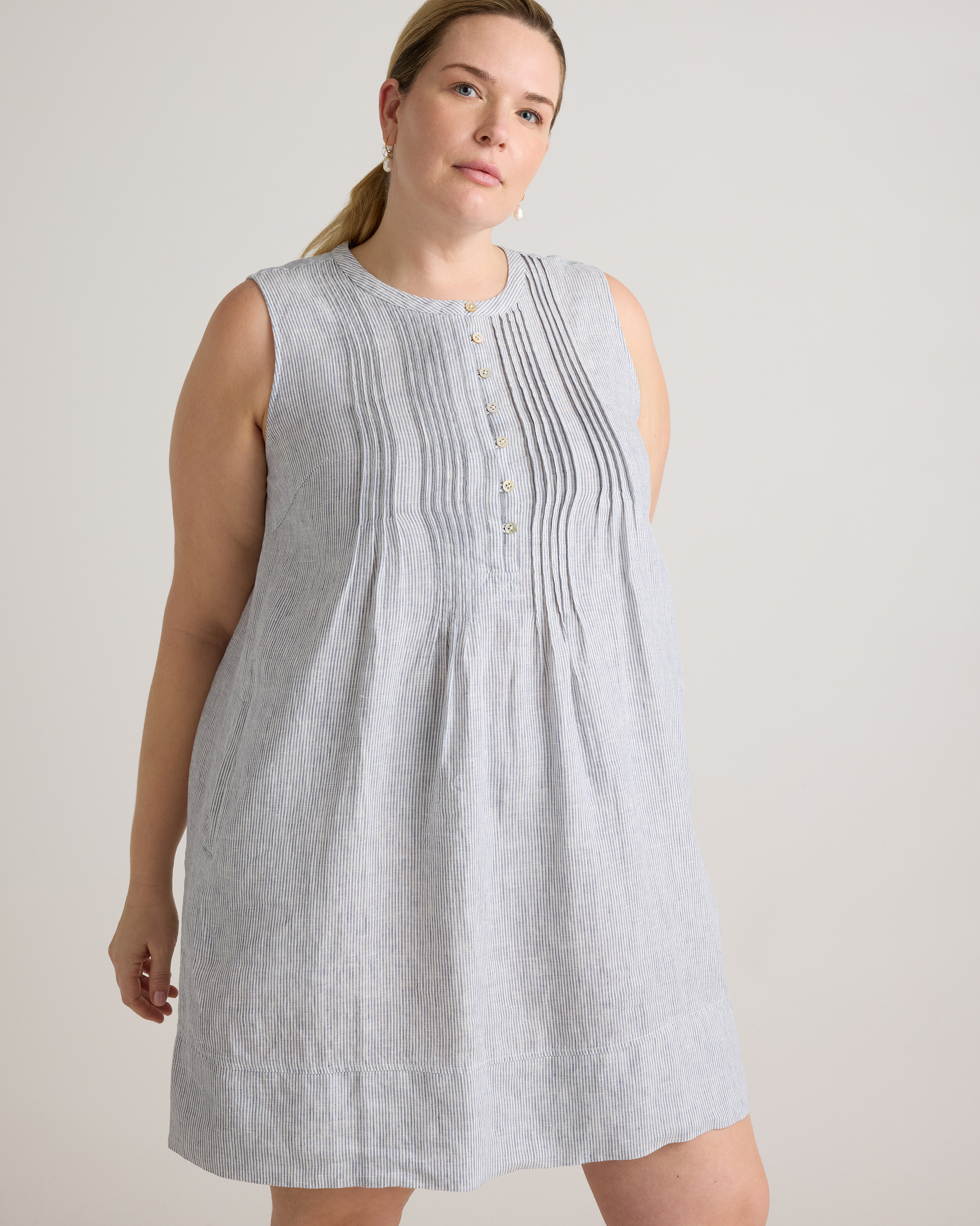 100% European Linen Sleeveless Swing Dress — Image 5