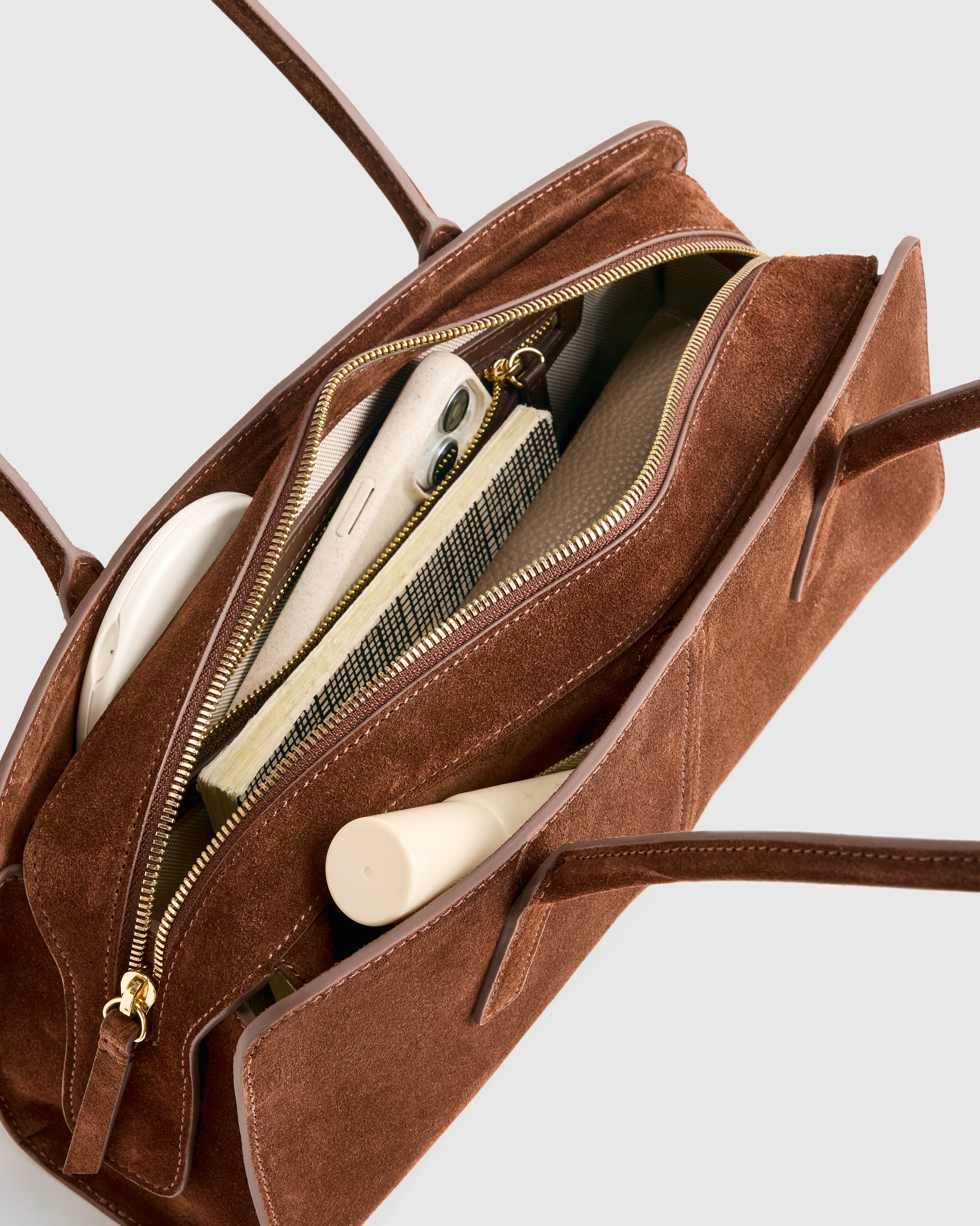 Italian Suede East-West Shoulder Bag — Image 7