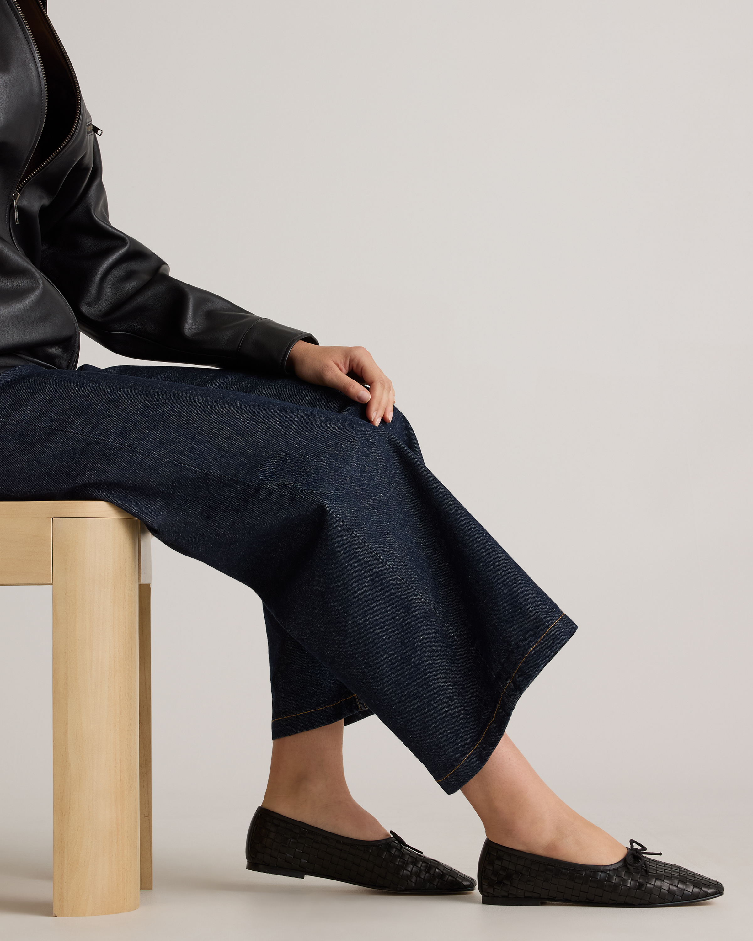 Italian Leather Handwoven Square Toe Ballet Flat — Image 3