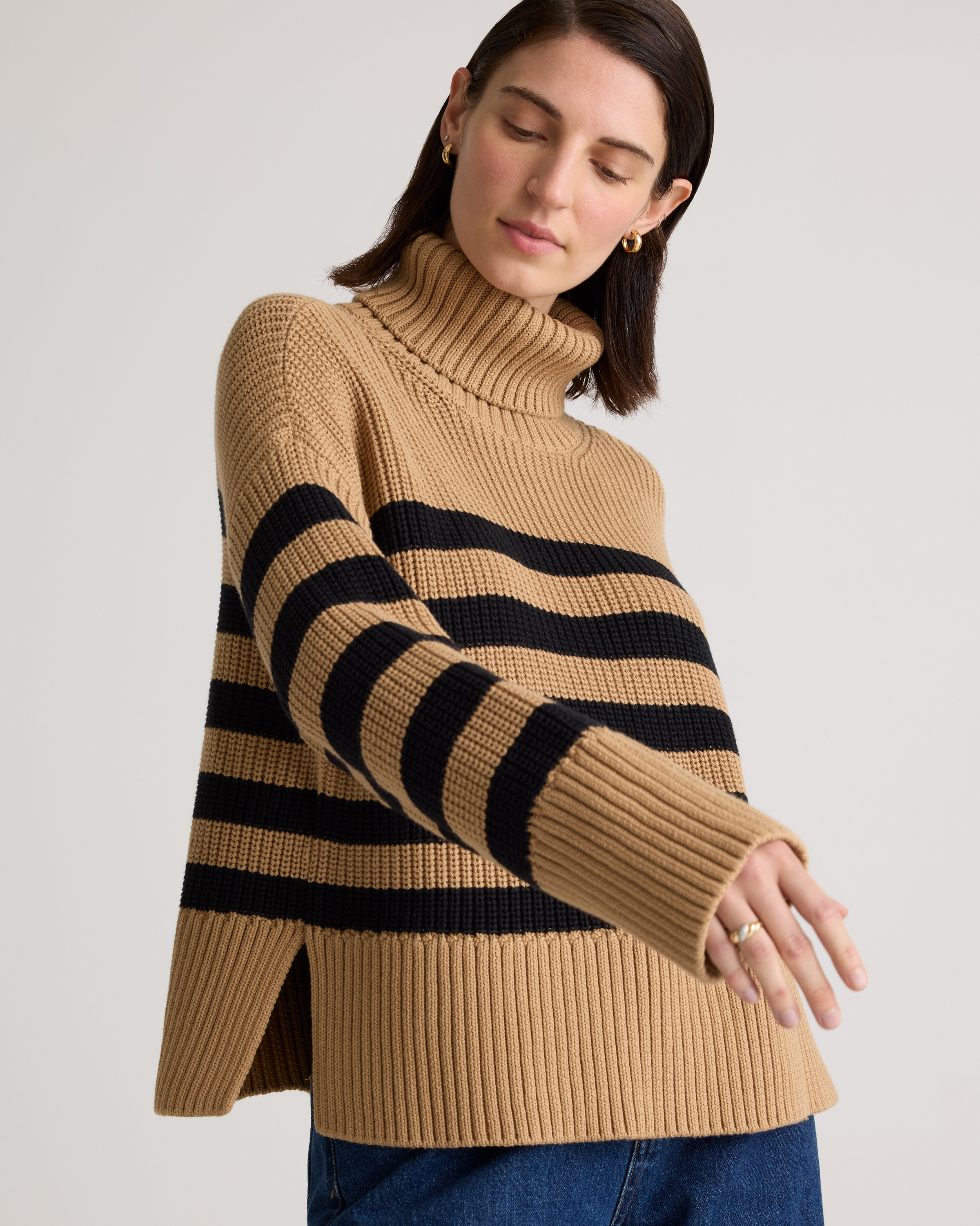 100% Organic Cotton Split Hem Turtleneck Sweater — Image 5