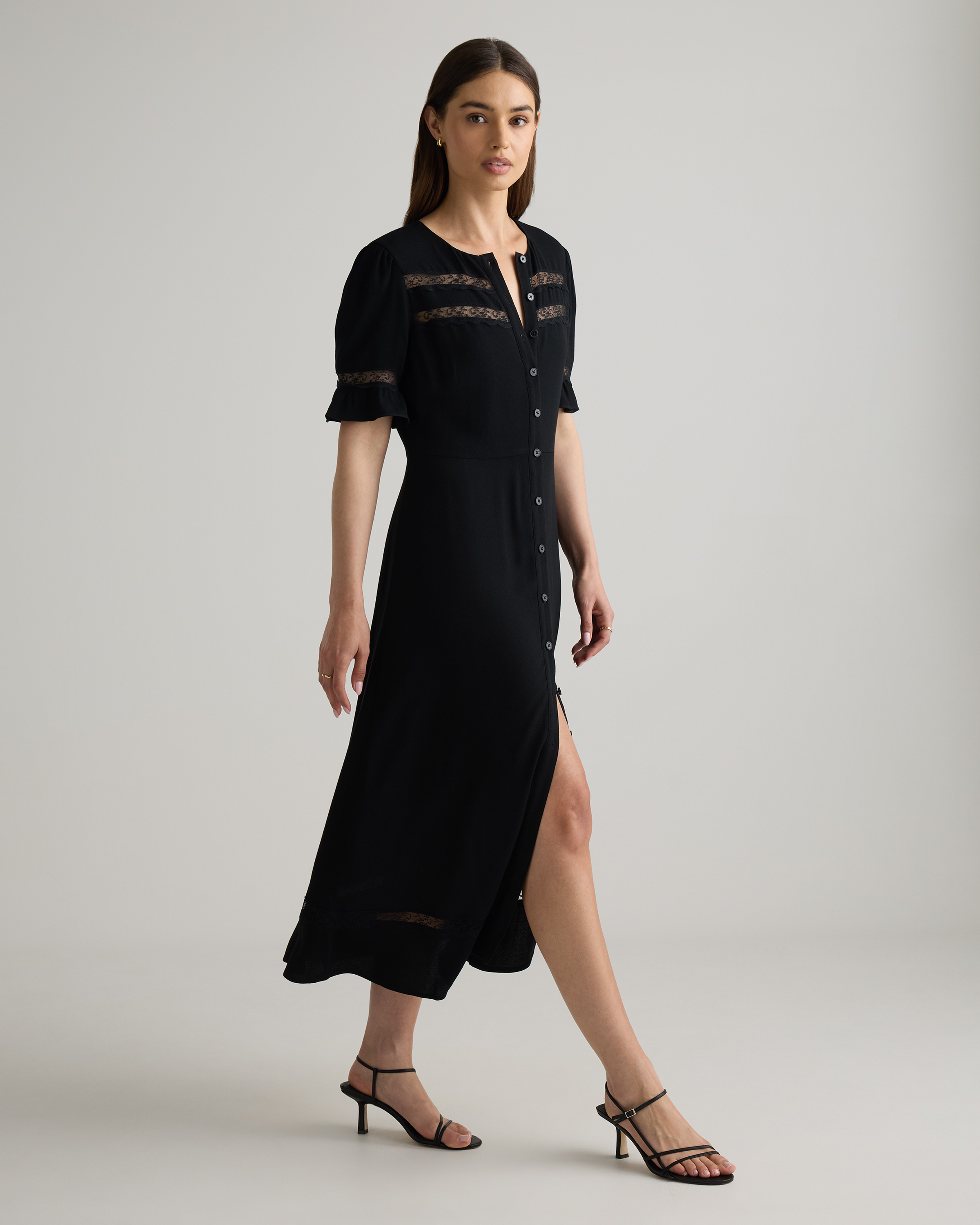 Lightweight Crepe Lace Inset Midi Dress — Image 15