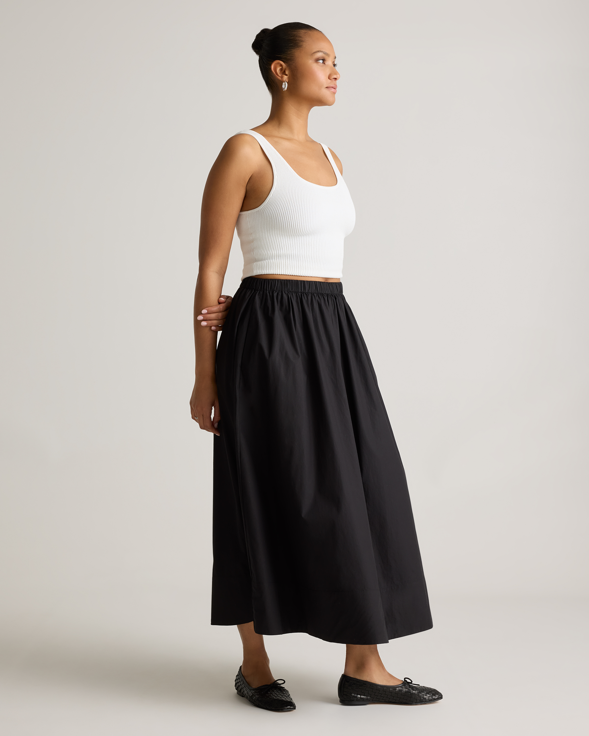 100% Organic Cotton Poplin A-line Maxi Skirt — Image 22