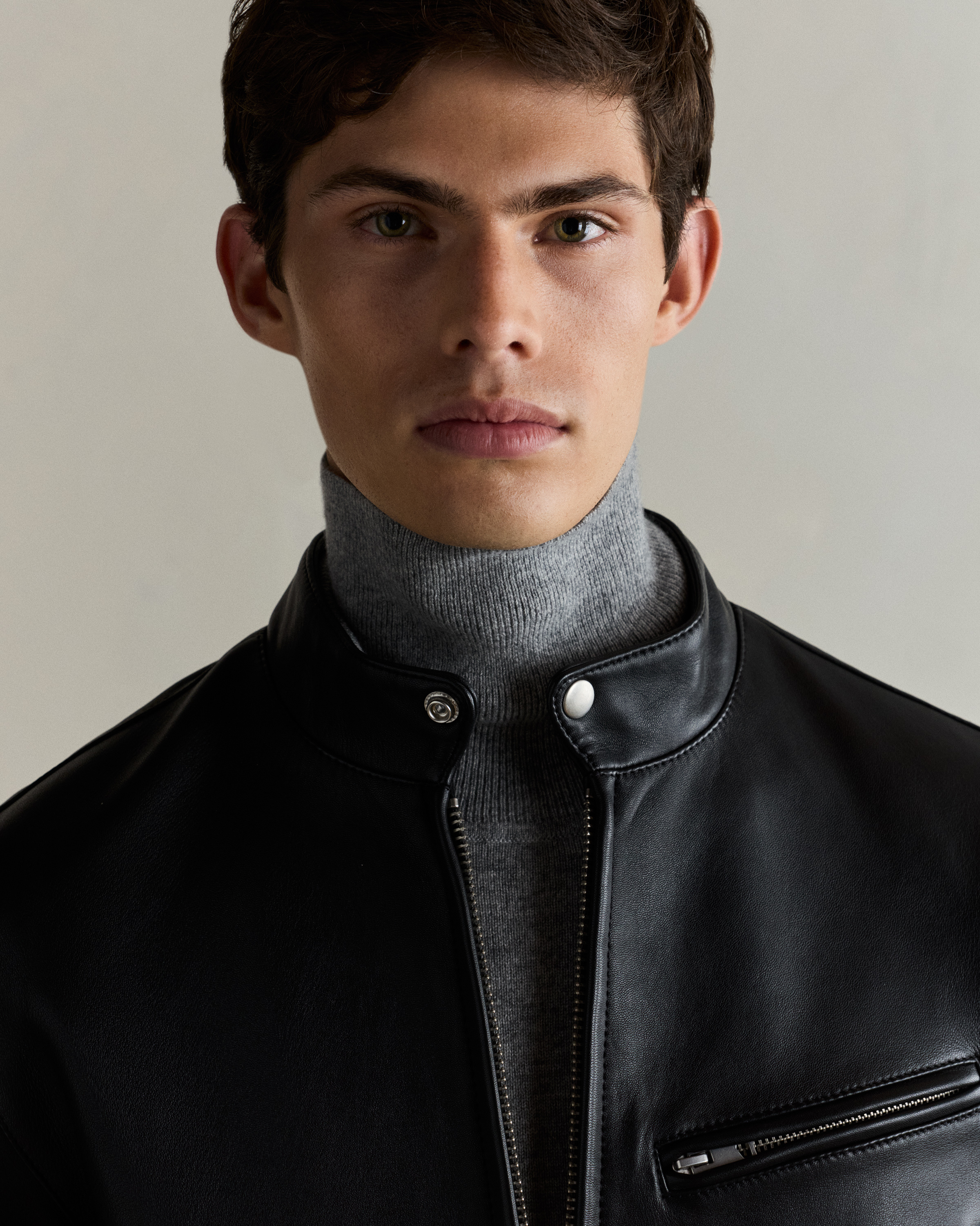 100% Leather Café Racer Jacket — Image 4