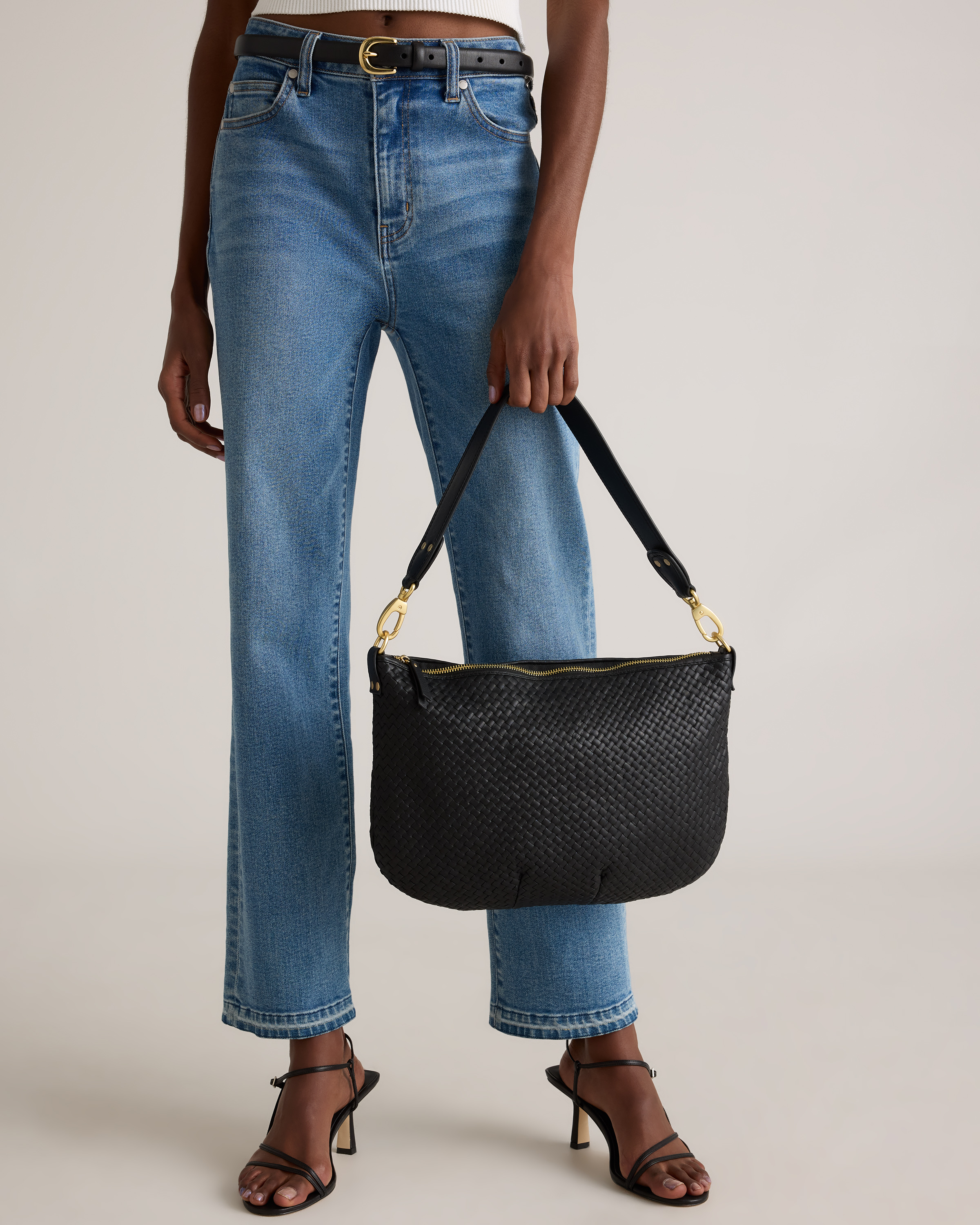 Italian Leather Convertible Crescent Handwoven Shoulder Bag — Image 14