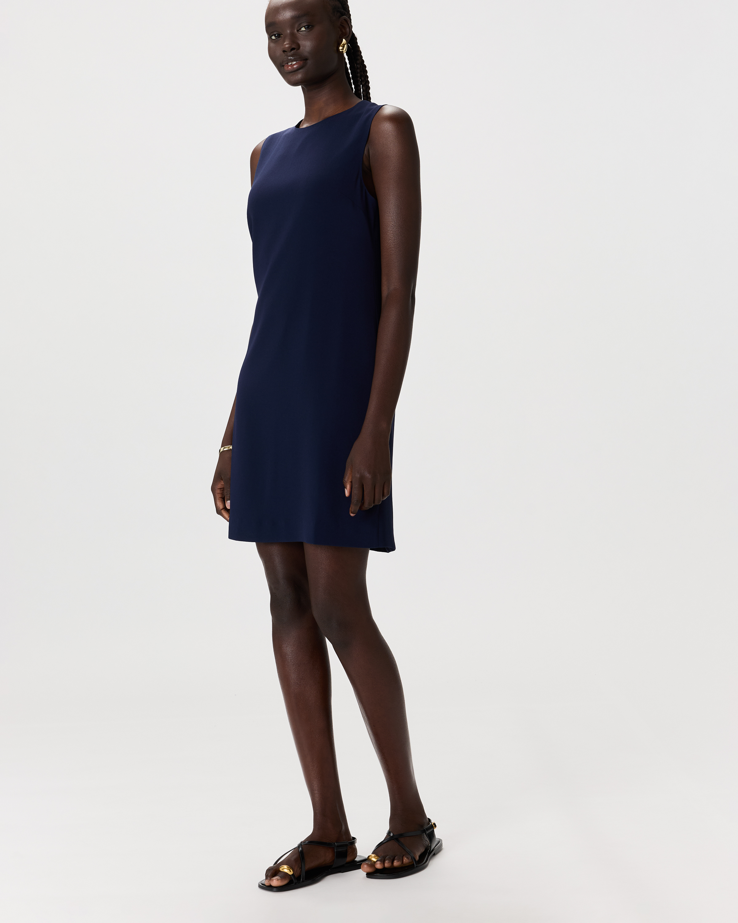Fluid Crepe Sleeveless Shift Dress — Image 11