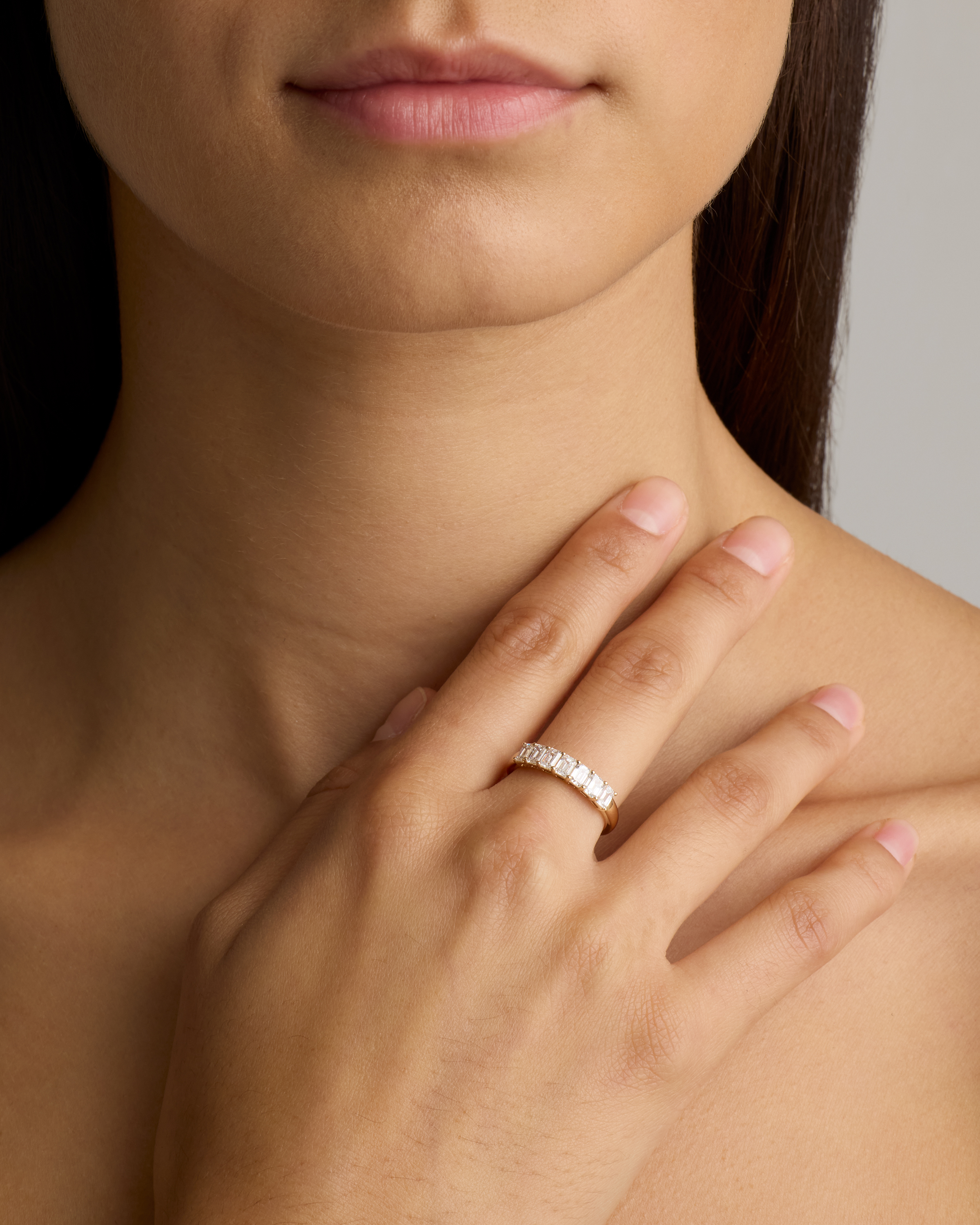 Lab Grown Diamond Emerald Seven Stone Band — Image 4